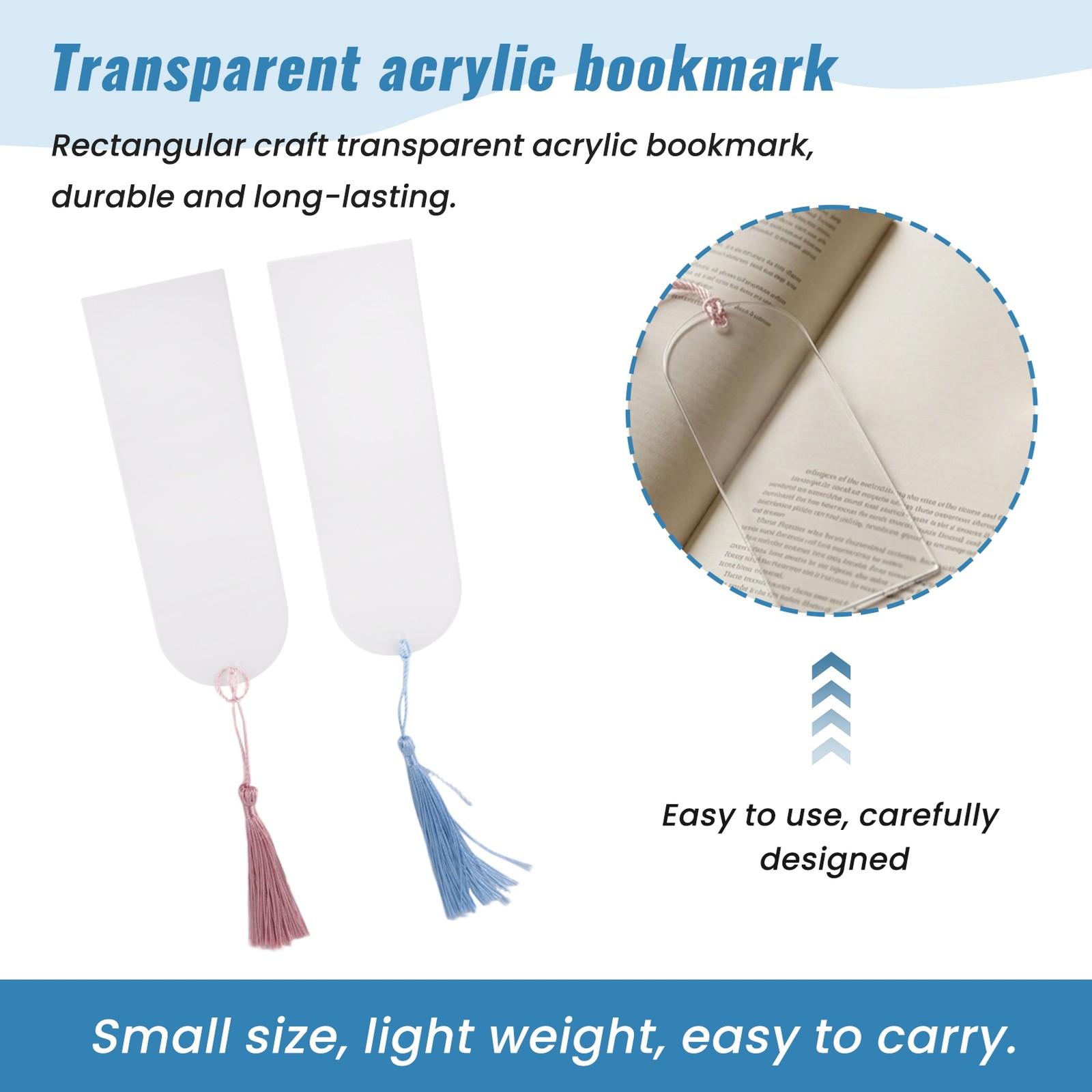 Blank Clear Acrylic Bookmarks 20Pcs Rectangle Craft Transparent Acrylic3057