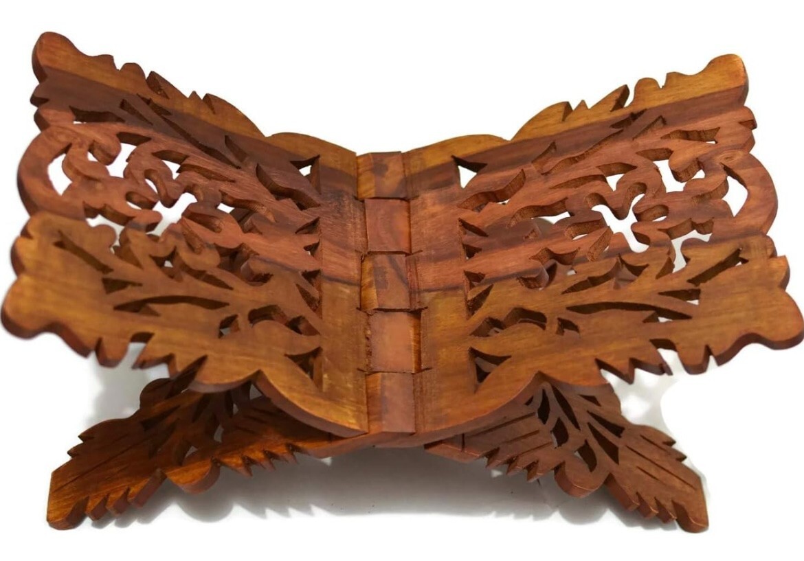 Holybook Holder Stand Unique Holidays Gift Rihal Rehal Rail Wooden Carved 15&Prime;x7&Prime;