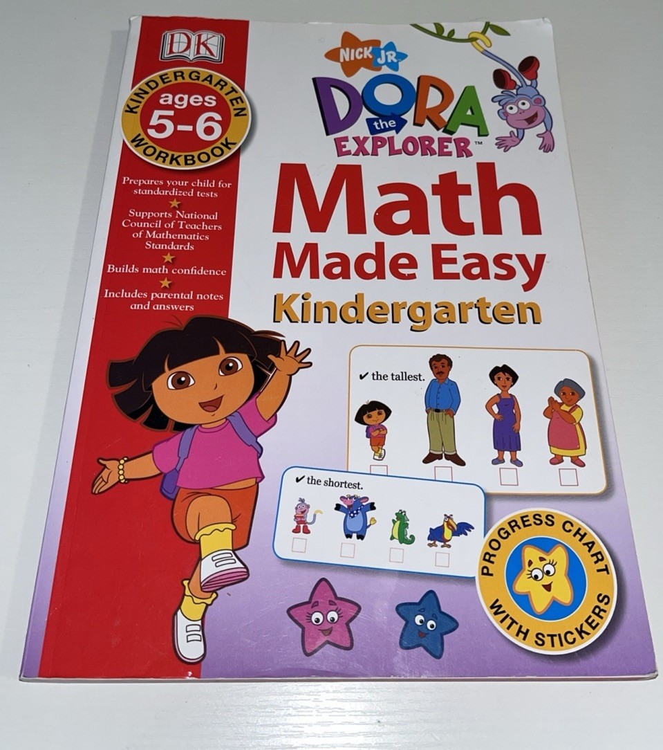 Dora the Explorer Kindergarten Workbook Math Made Easy Homeschool Tutor Teachers