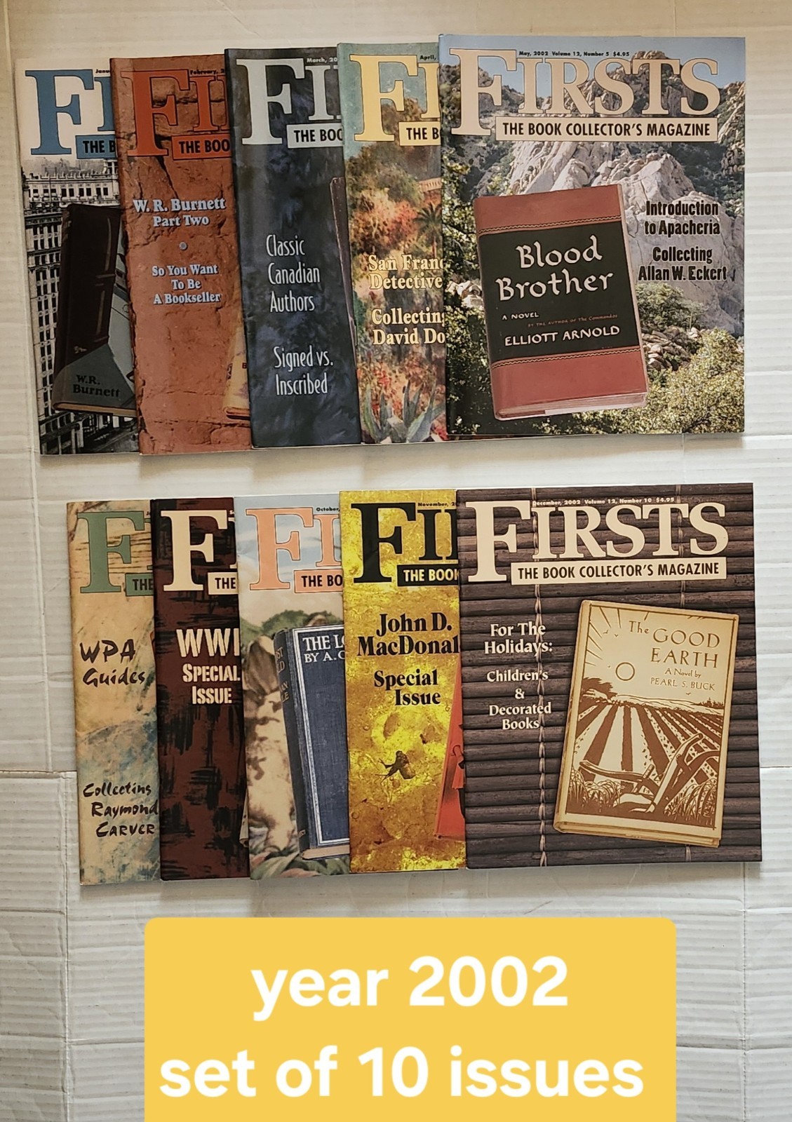 Firsts The Book Collector&rsquo;s Magazine Jan-Dec 2002 Set Of 10 Issues Vintage