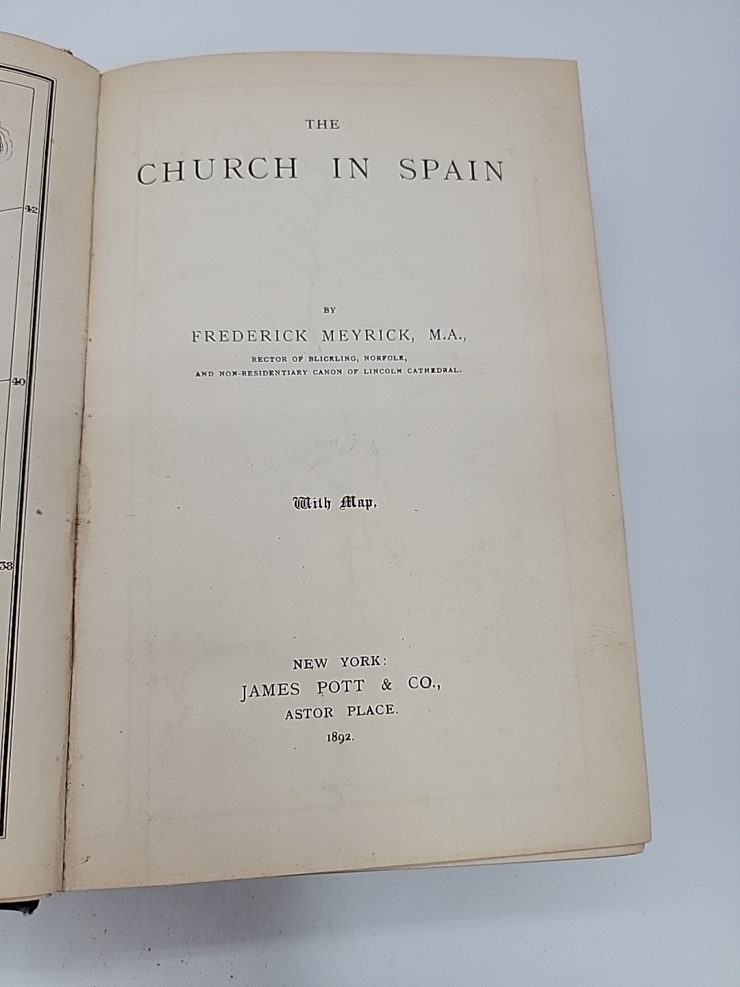 The Church In Spain With Map Meyrick 1892 1st Edition Hardcover James Pott