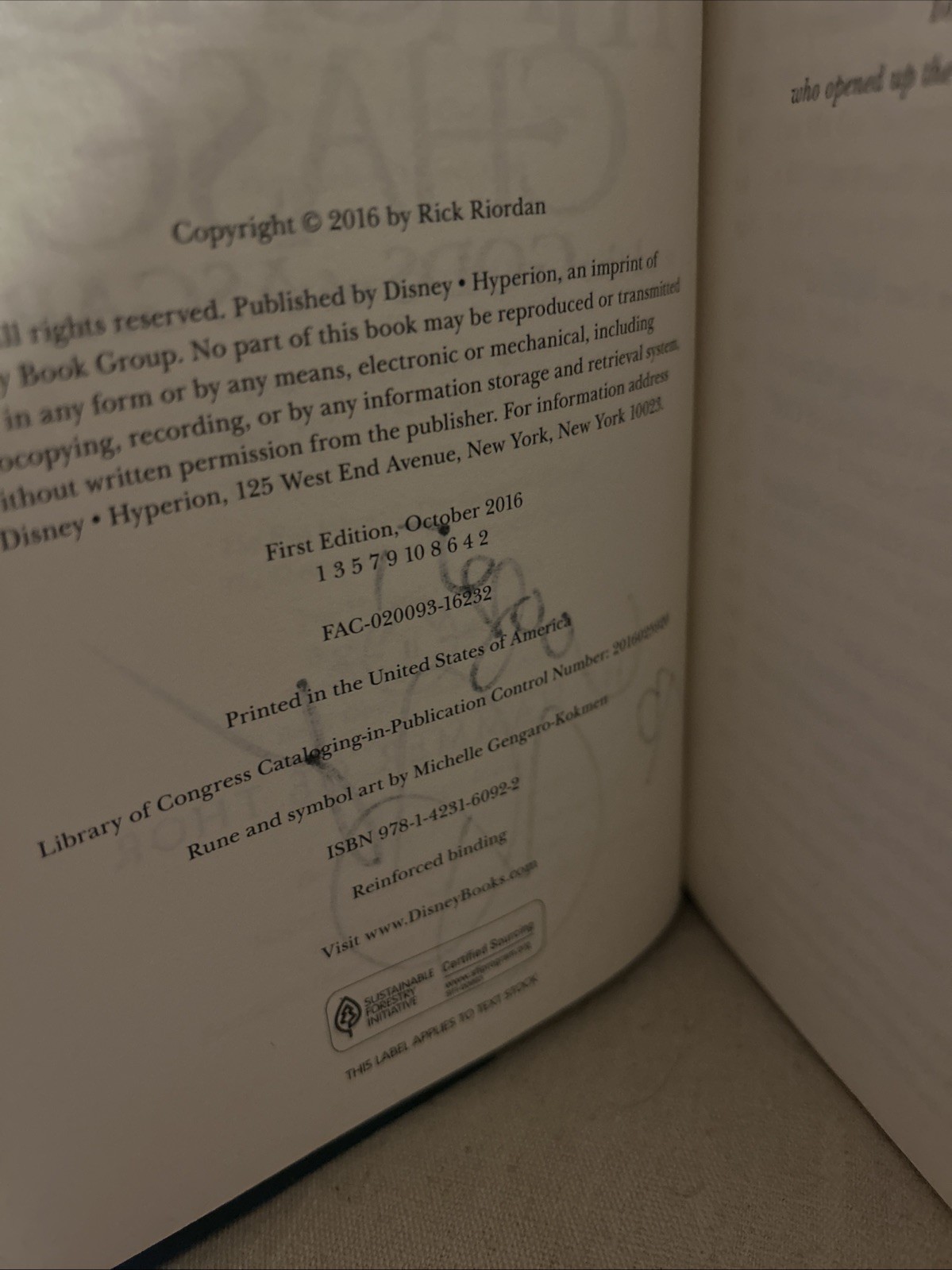Signed Magnus Chase and the Gods of Asgard, Hammer of Thor, HC DJ Rick Riordan