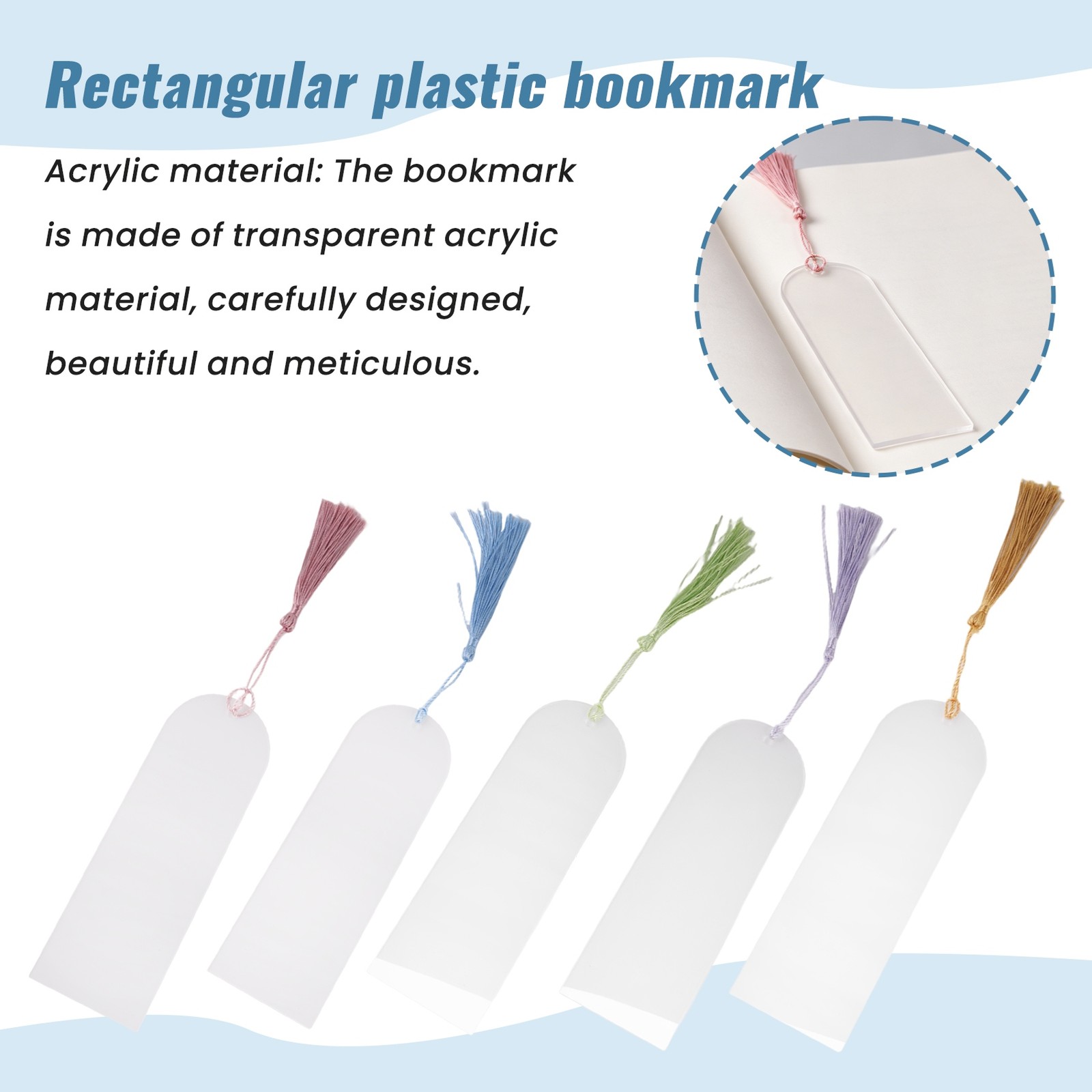 Blank Clear Acrylic Bookmarks 20Pcs Rectangle Craft Transparent Acrylic3057