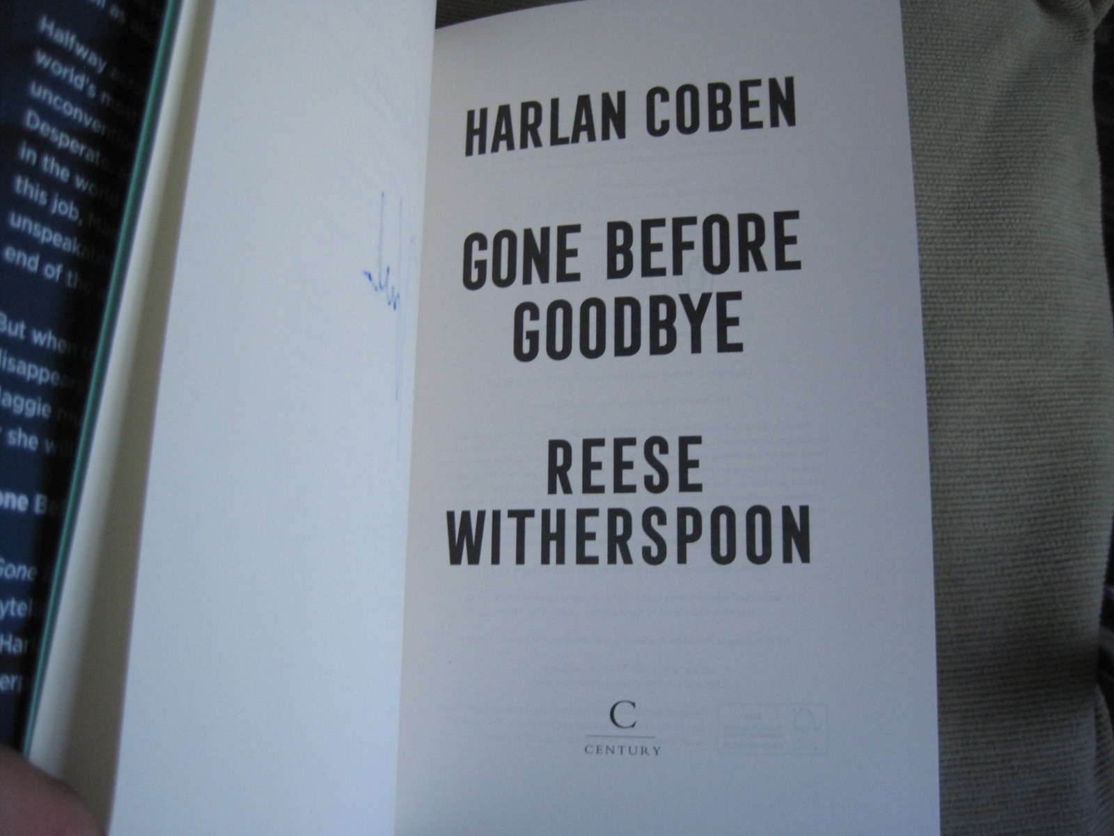 REESE WITHERSPOON HARLAN COBEN SIGNED – GONE BEFORE GOODBYE First UK Edition NEW