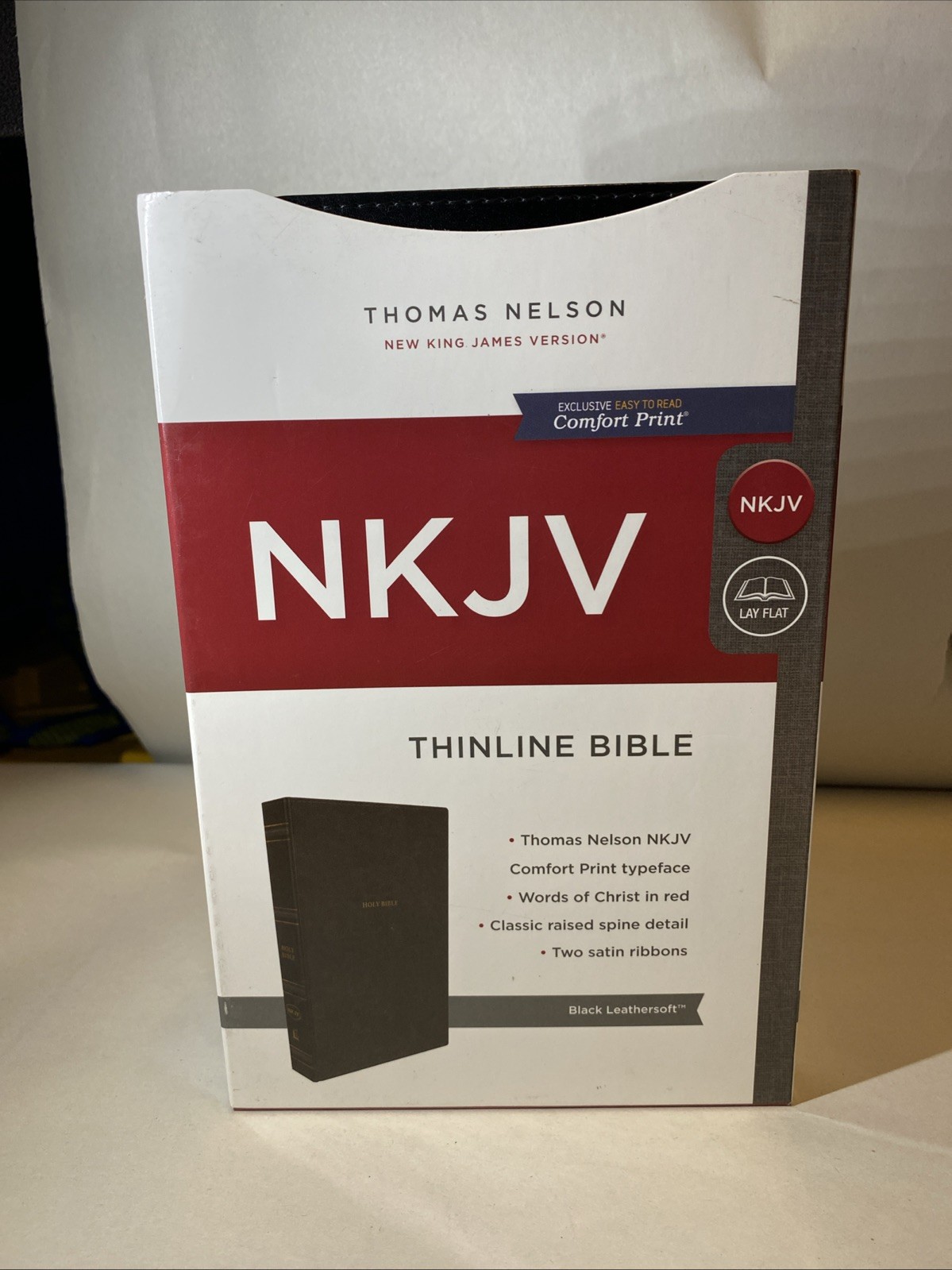 Nkjv, Thinline Bible, Leathersoft, Black, Red Letter Edition, Comfort Print: