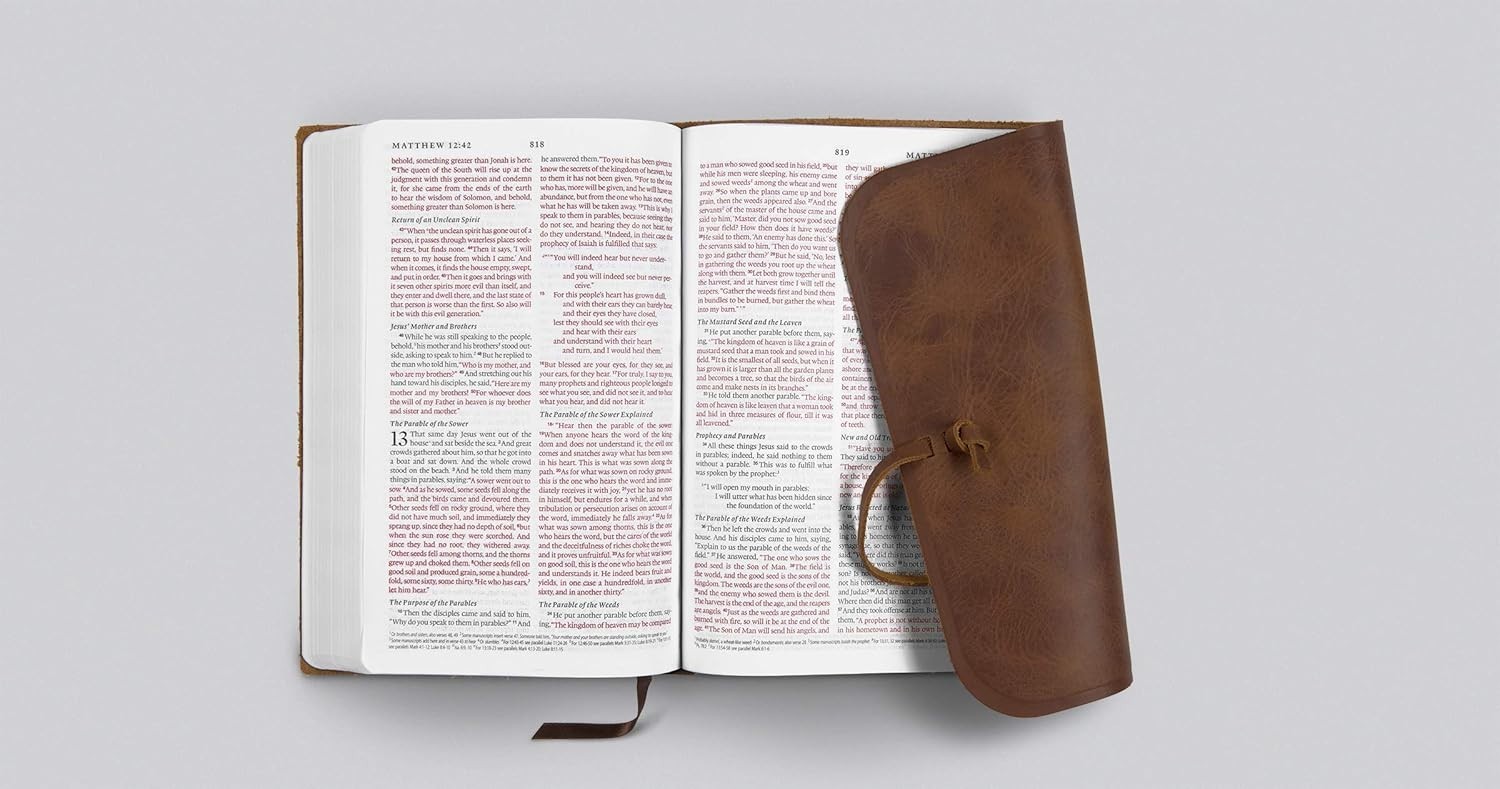 ESV Thinline Bible, Flap w/ Strap $109.99 Retail – Brown Natural Genuine Leather