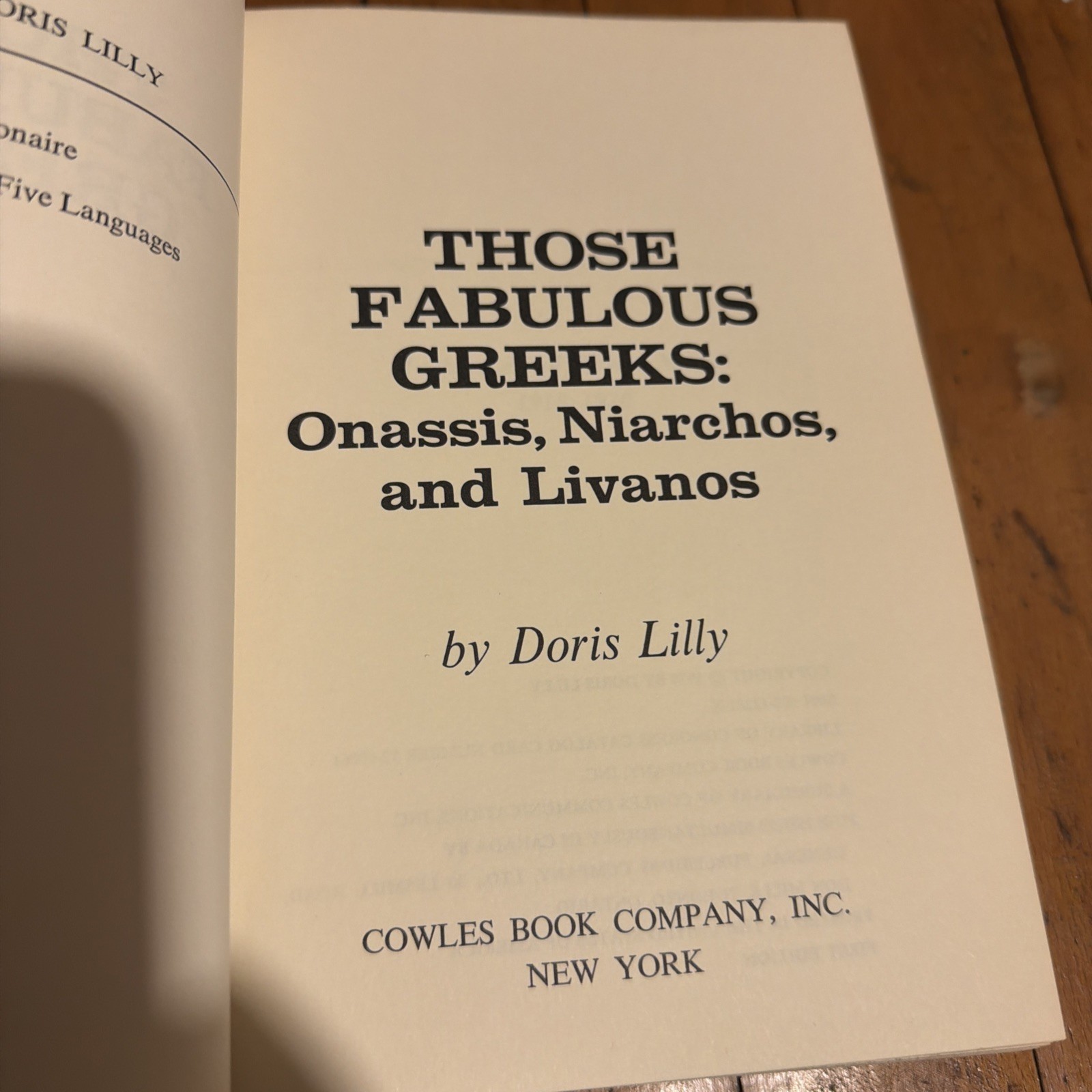 Those Fabulous Greeks Doris Lilly 1970 First Edition HC DJ Onassis Niarchos