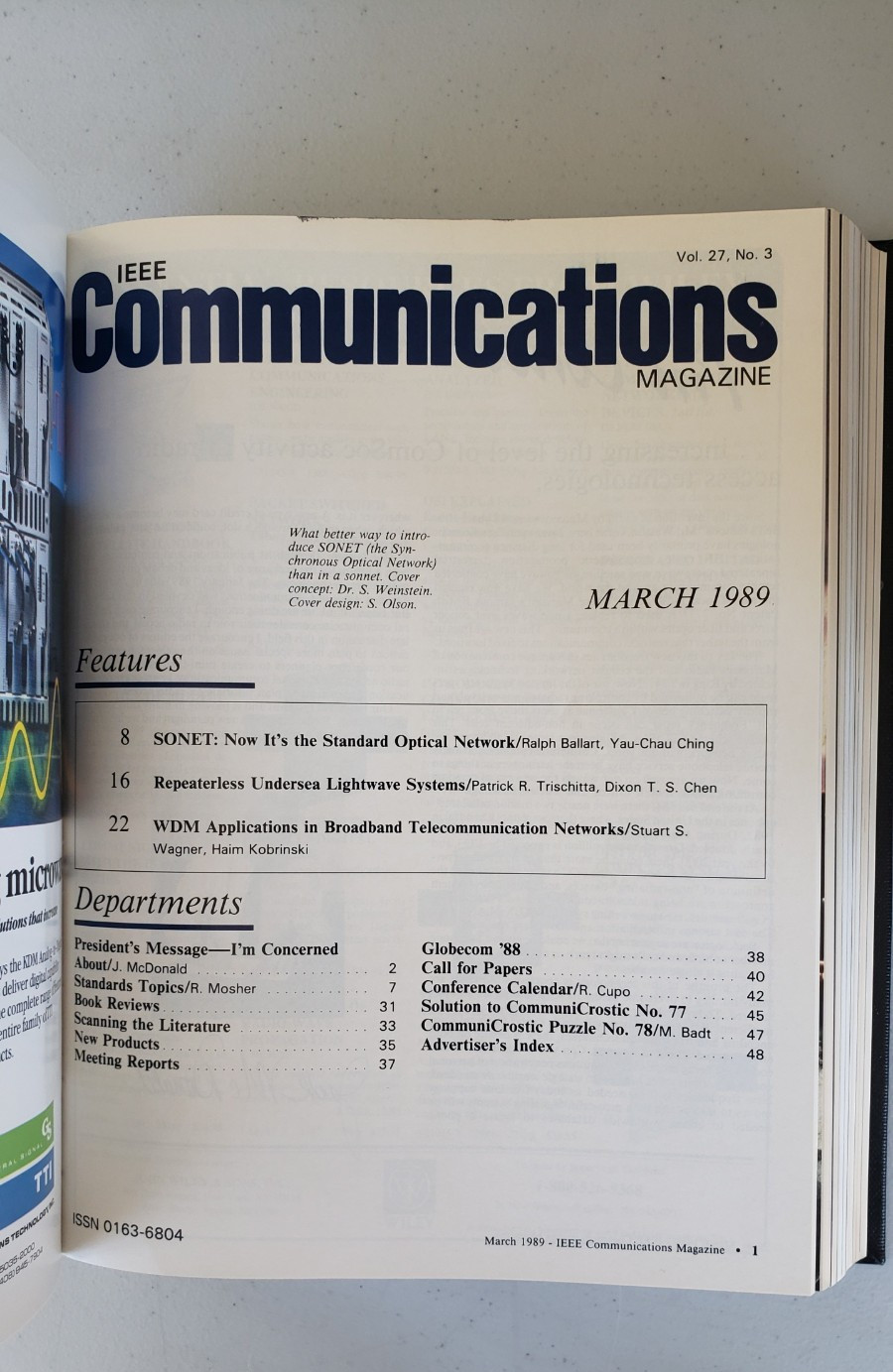 IEEE Communications Magazine 1989 Complete Year Vol. 27 Nos. 1–12, Bound