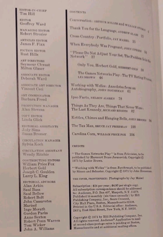 Audience: November-December 1971, Volume 1, Number 6