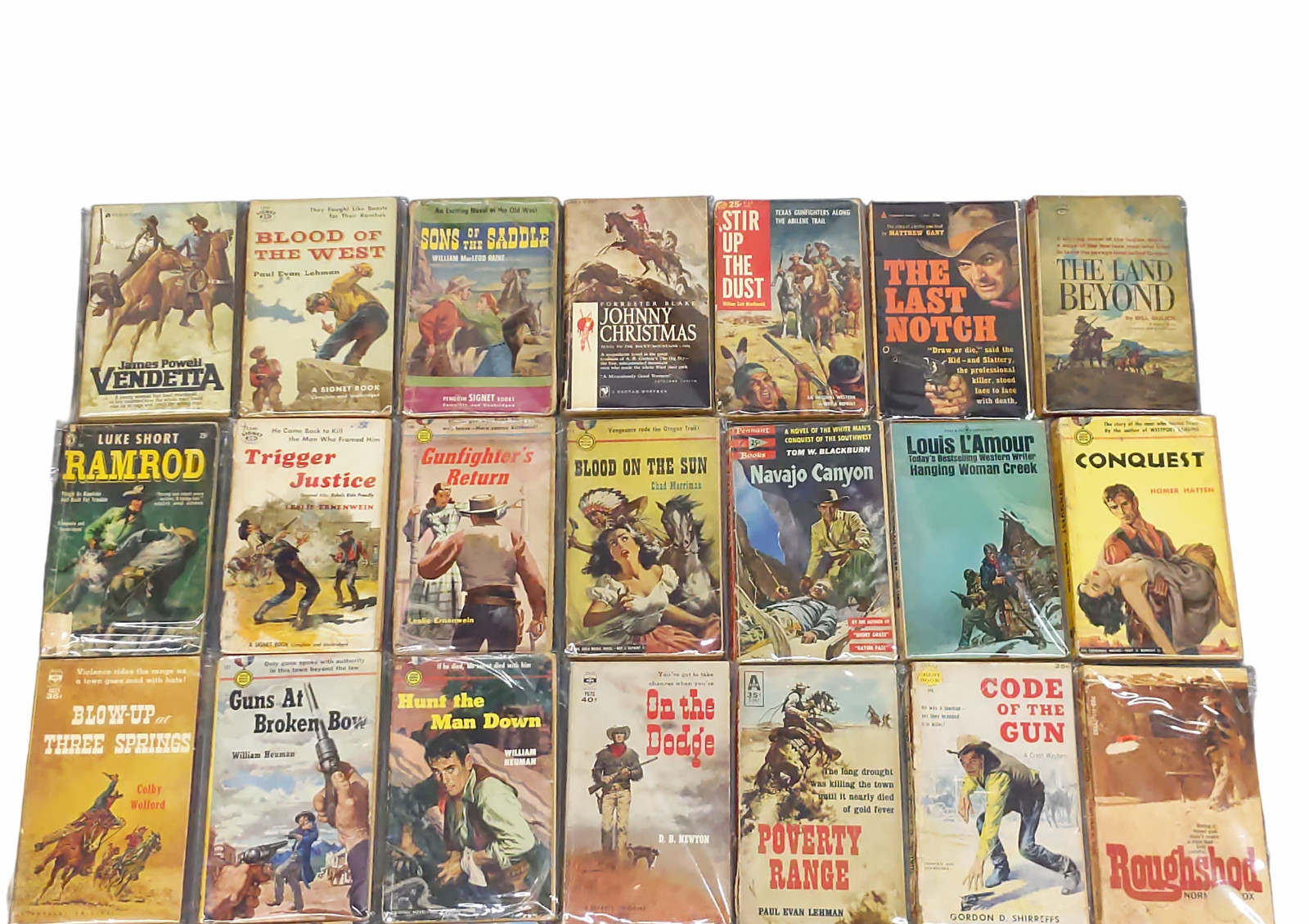 Lot of 49 Vintage Western Paperback Books Mixed Title/Authors