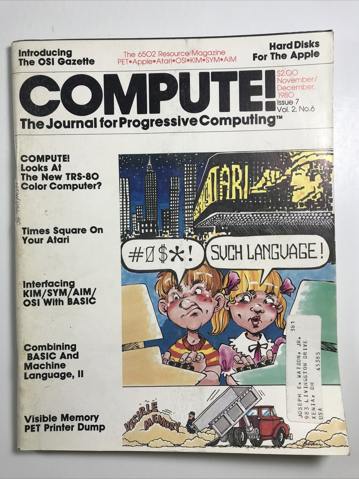 COMPUTE! Magazine November, December 1980 Vol 2 #6 – RARE!