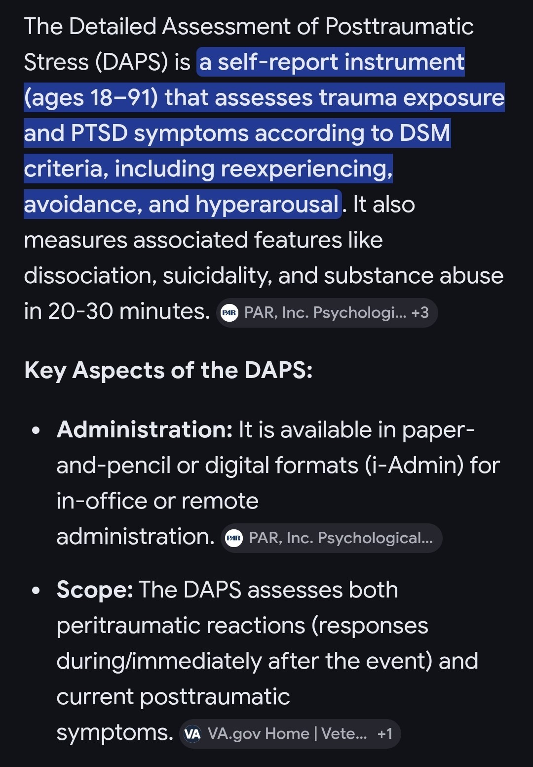 PAR 4741-KT Detailed Assessment of Posttraumatic Stress (DAPS) Complete Kit