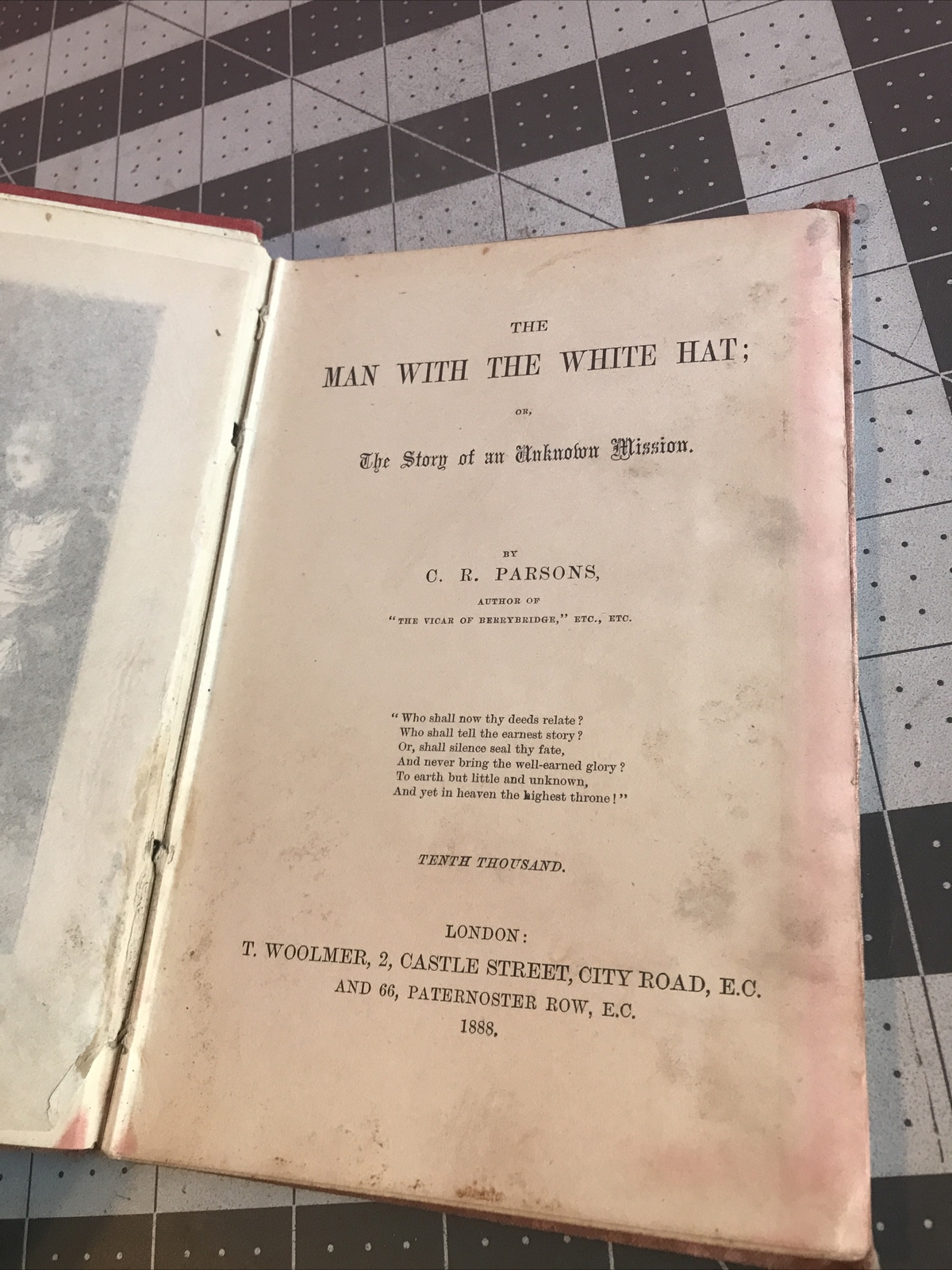 Antique 1888 The Man With The White Hat by C.R. Parsons (missing pages 49-205)