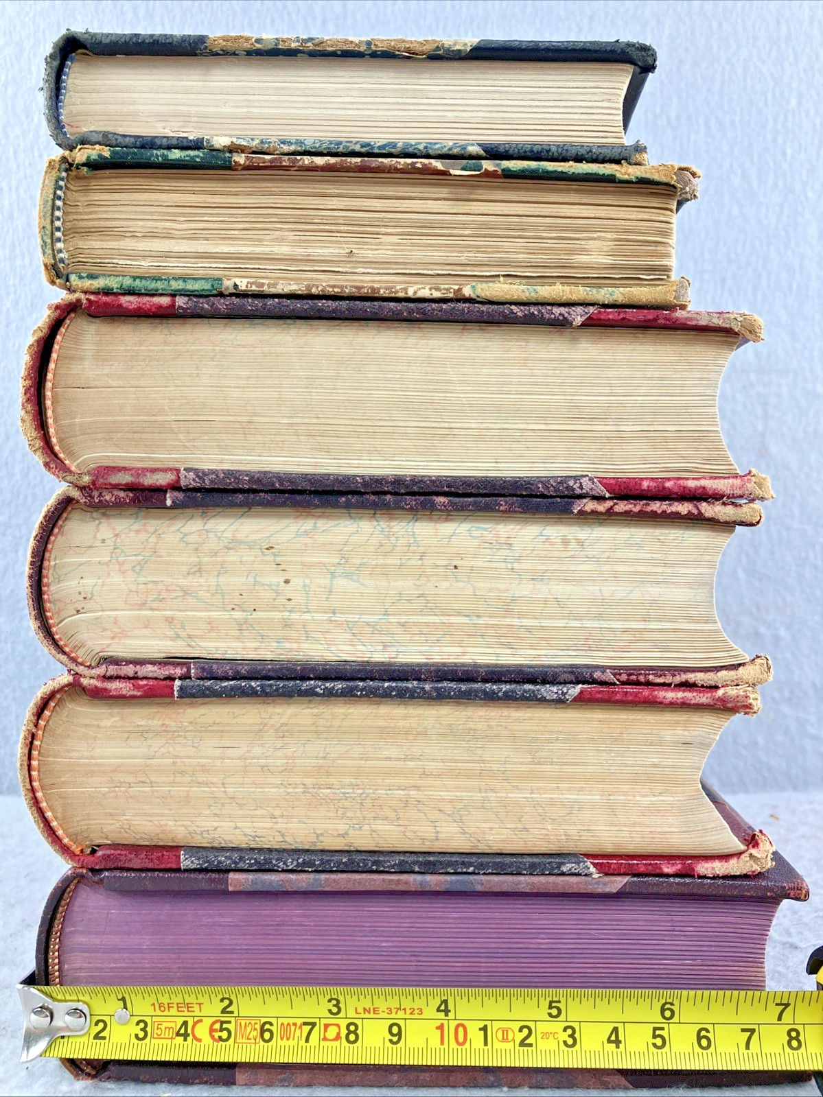 Leather Books Decor Mixed Languages Lot Of 6 Decorative Interior Design Vintage