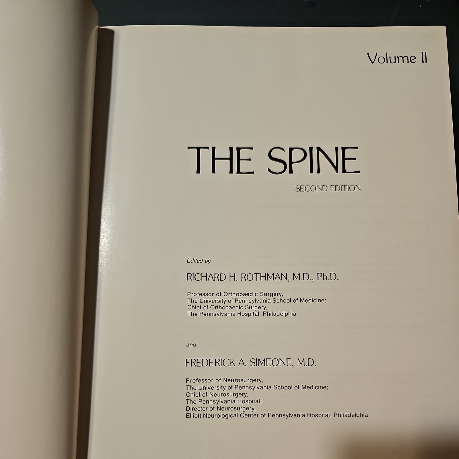 ROTHMAN-SIMEONE: THE SPINE, 2ND EDITION (2 VOL. SET) By Richard H. Rothman