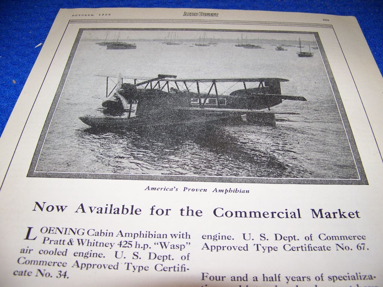 1928 LOEINING C-2 AMPHIBIAN « NOW AVAILABLE »..1-PAGE SALES AD (613RR)