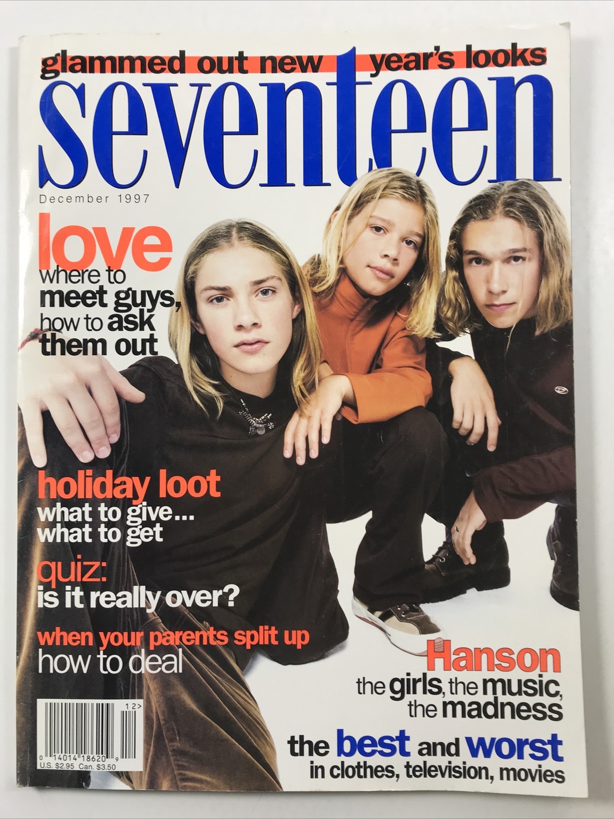SEVENTEEN magazine December 1997-Fashion makeup hair Cover: Hanson NO LABEL