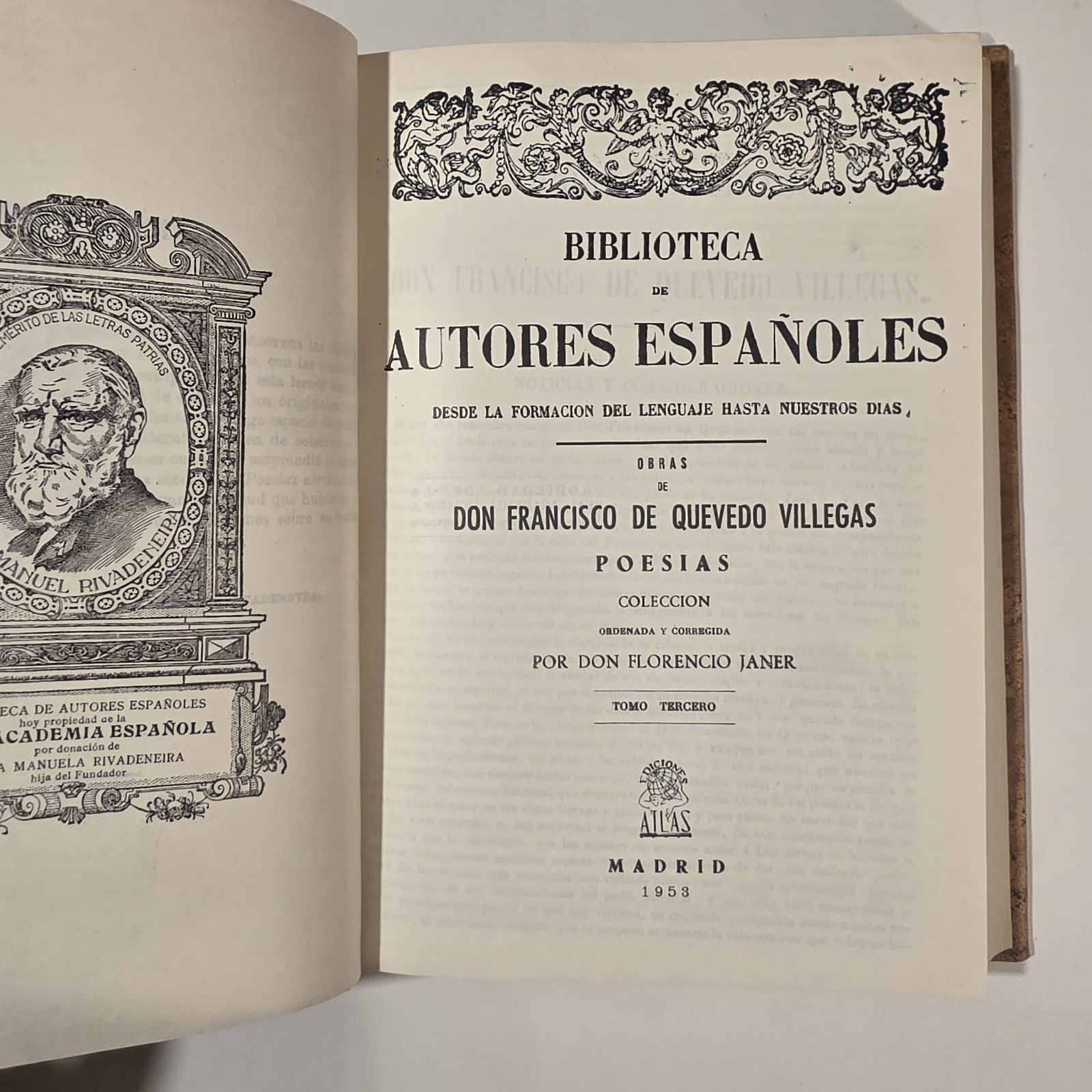Library of Spanish Authors (Biblioteca De Autores Espanoles) 3 Vol. Leather VNTG