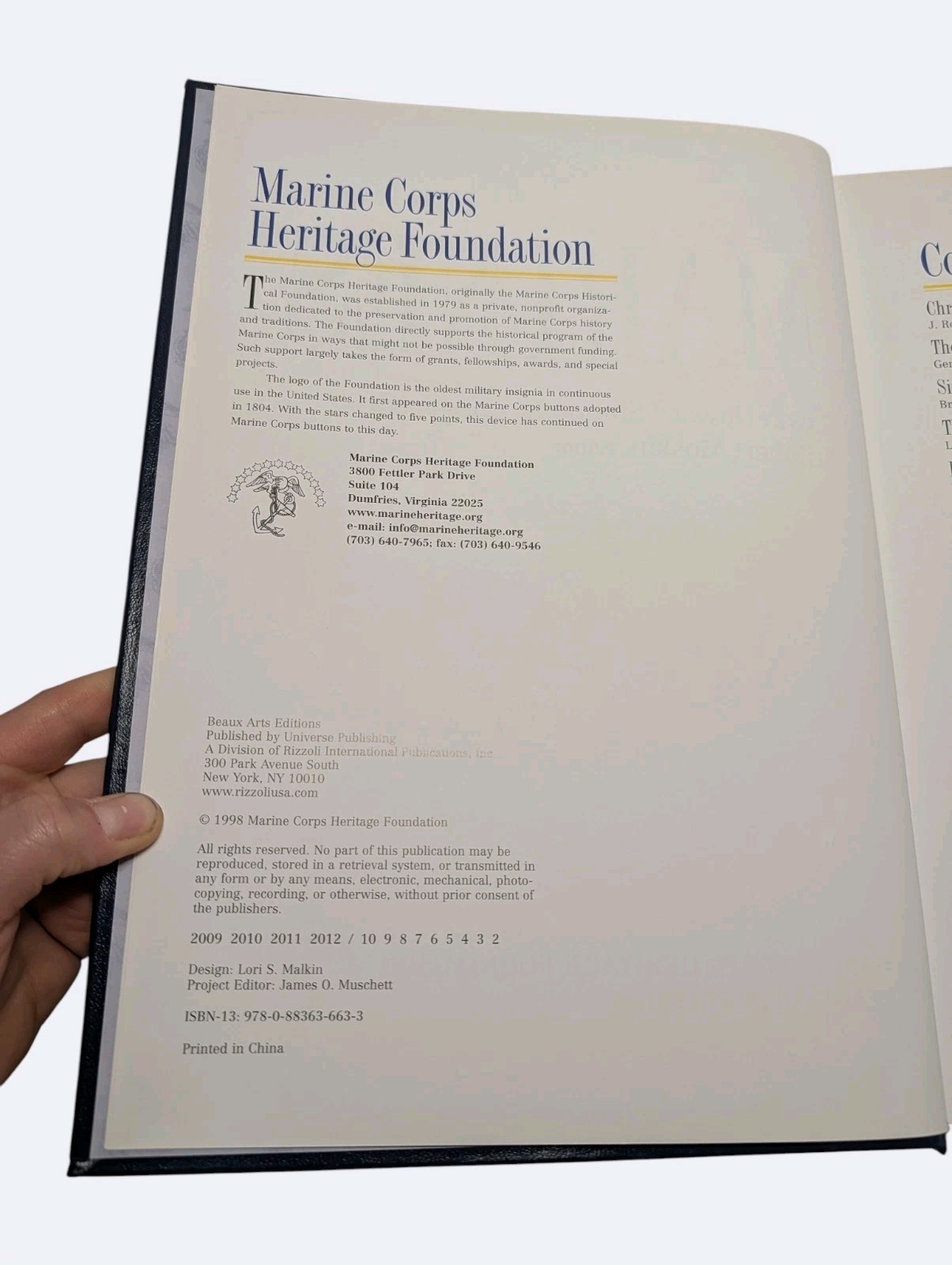 The Marines Marine Corps Heritage Foundation Deluxe Hardcover Embossed Military