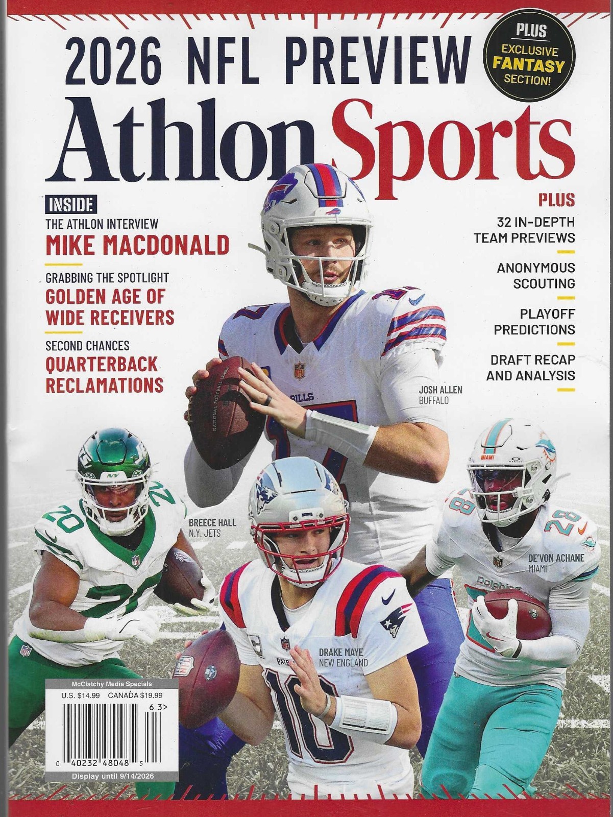 Athlon Sports Magazine 2026: Pro Football Preview (Bills Cover)