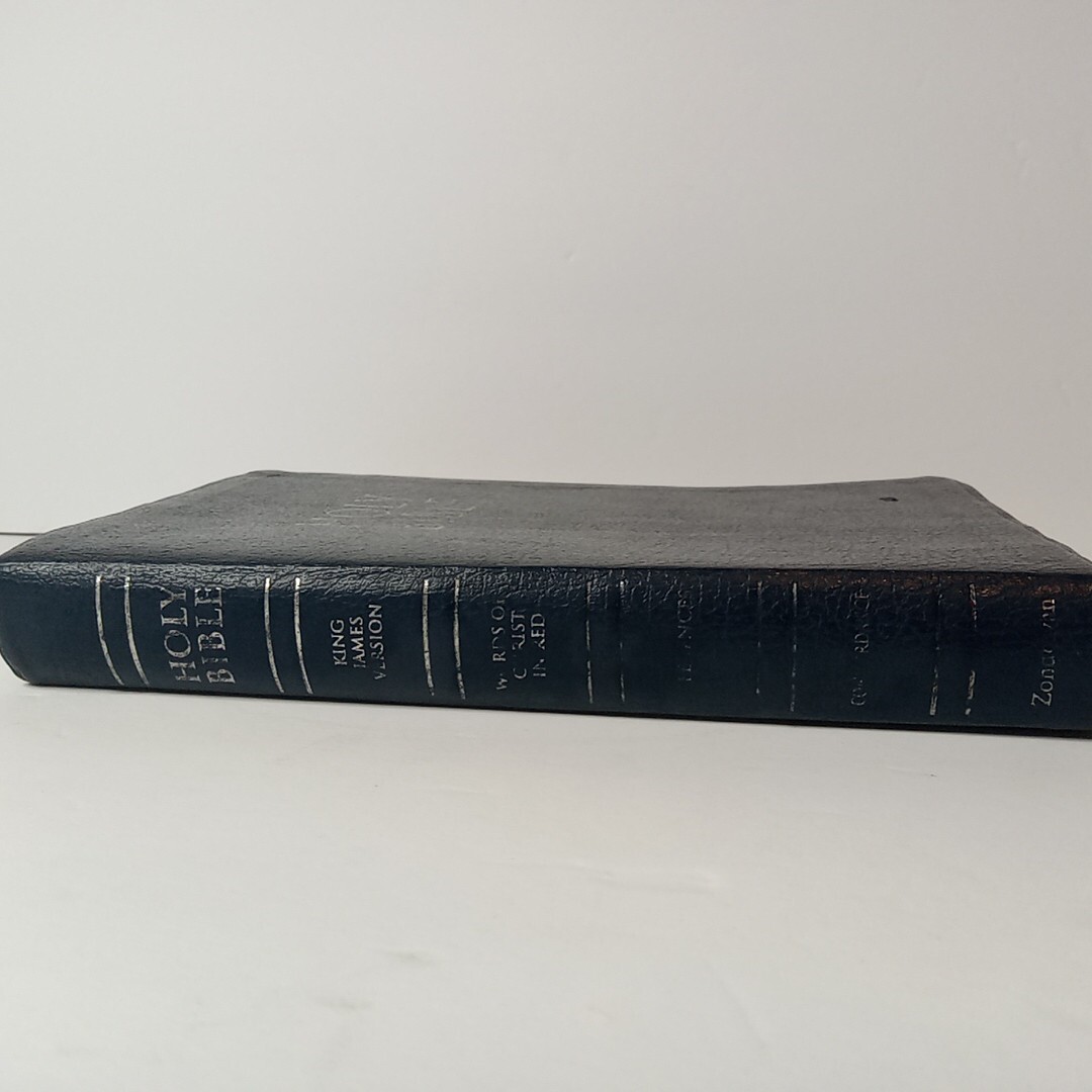 1994 Reference KJV Concordance Leather Red Letter Bible Zondervan Blue Vtg
