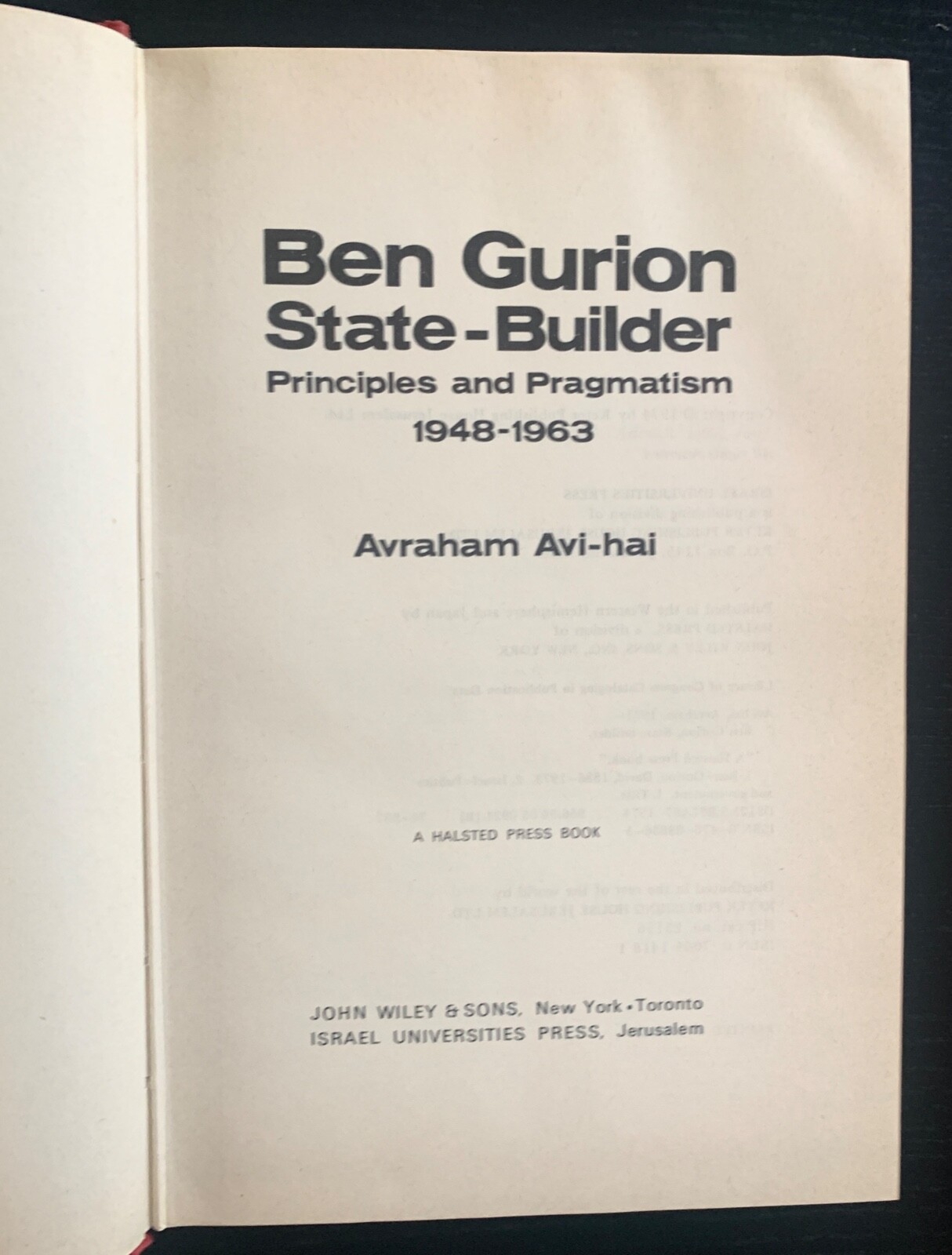 BEN GURION STATE – BUILDER – AVI HAI – 1ST ED. – SIGNED – DJ – 1974.