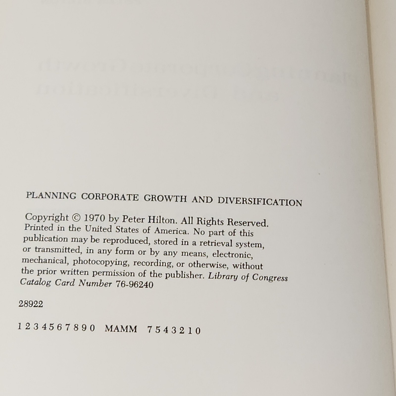 Planning Corporate Growth and Diversification Peter Hilton SIGNED HC DJ 1970 VTG