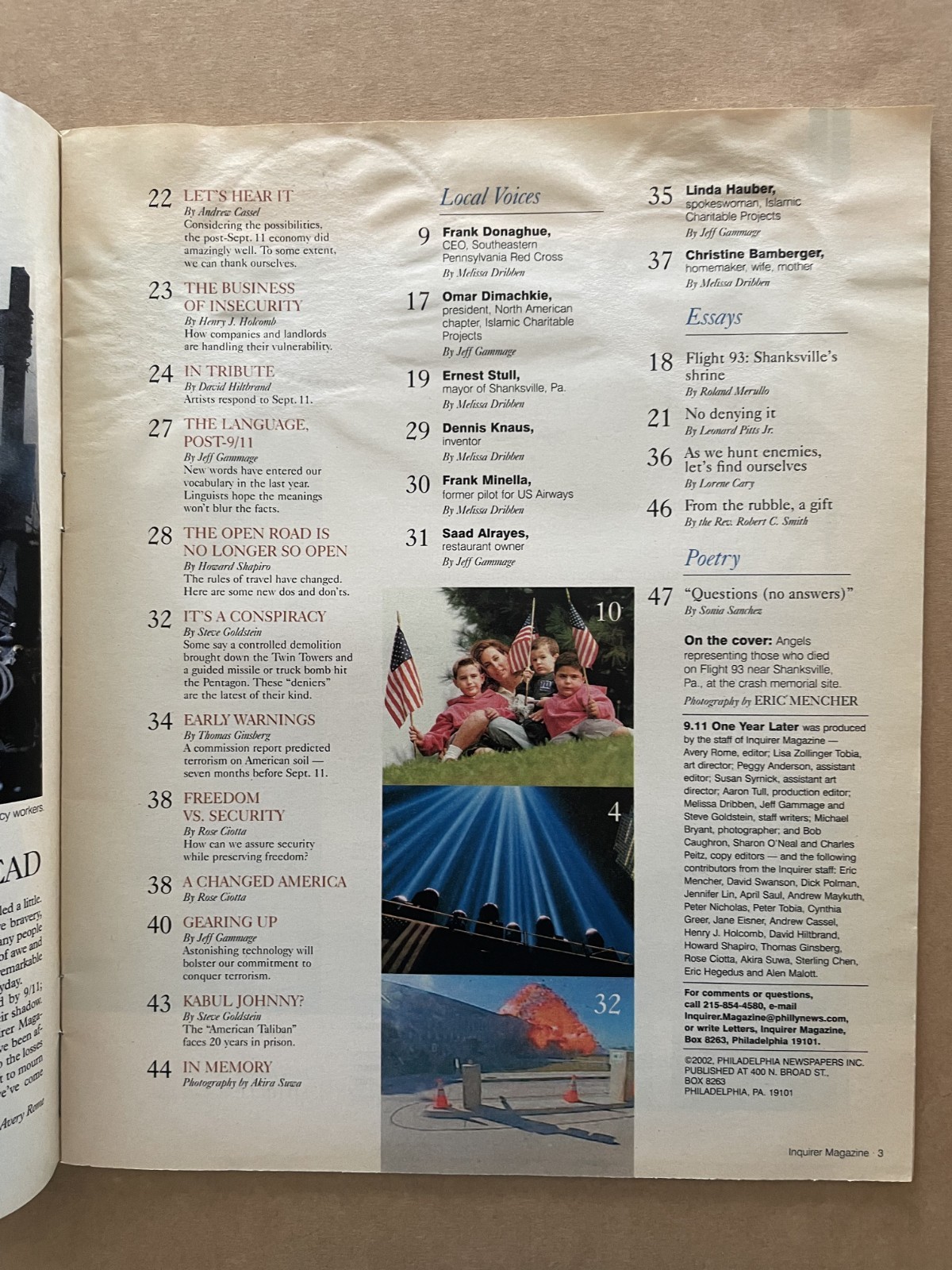 “9.11 One Year Later” 9-11-2001 Philadelphia Inquirer Magazine 47 pages 9/8/2002