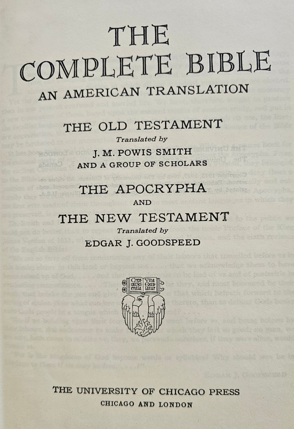 Vtg 1964 COMPLETE BIBLE SMITH GOODSPEED HCDJ American Translation APOCRYPHA OTNT
