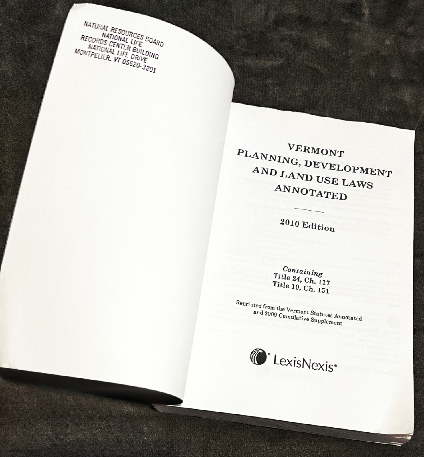 🌅Vermont Planning Development & Land Use Laws Annotated LexisNexis 10th Ed,2009