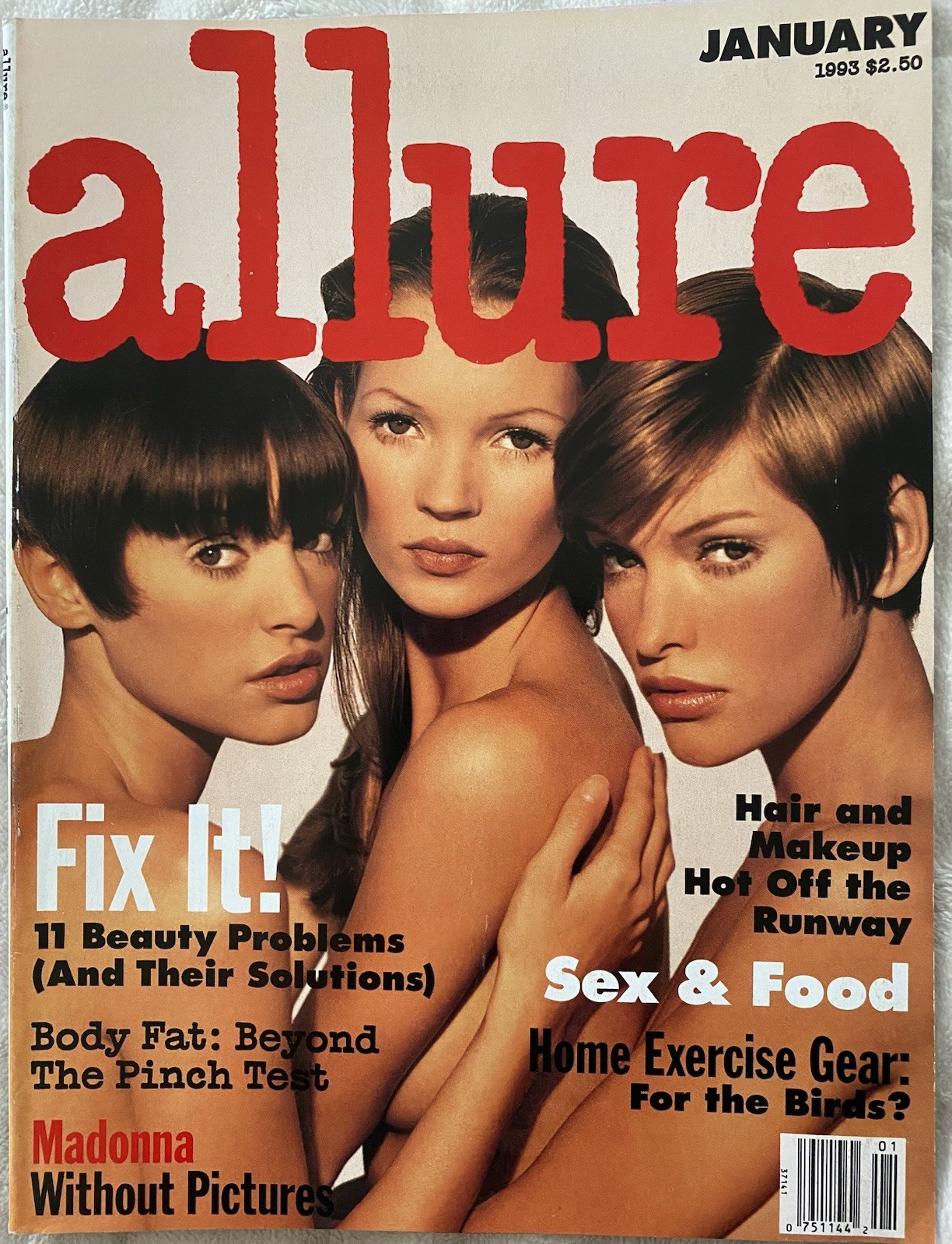 Allure Magazine January 1993 Vintage 90s Kate Moss Dianne Brill Vanessa Paradis