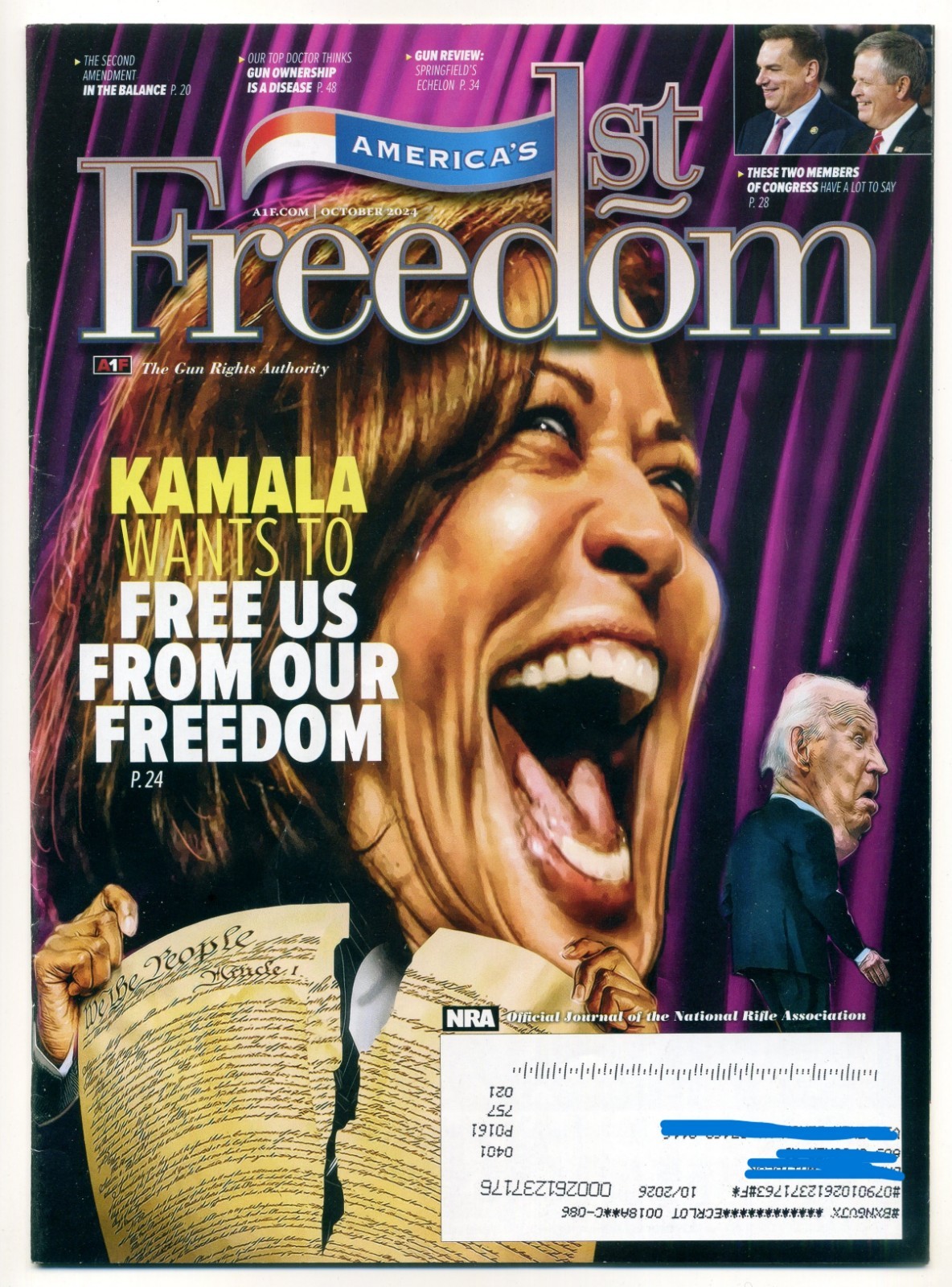America&rsquo;s 1st Freedom Magazine October 2024 Kamala Harris Cover