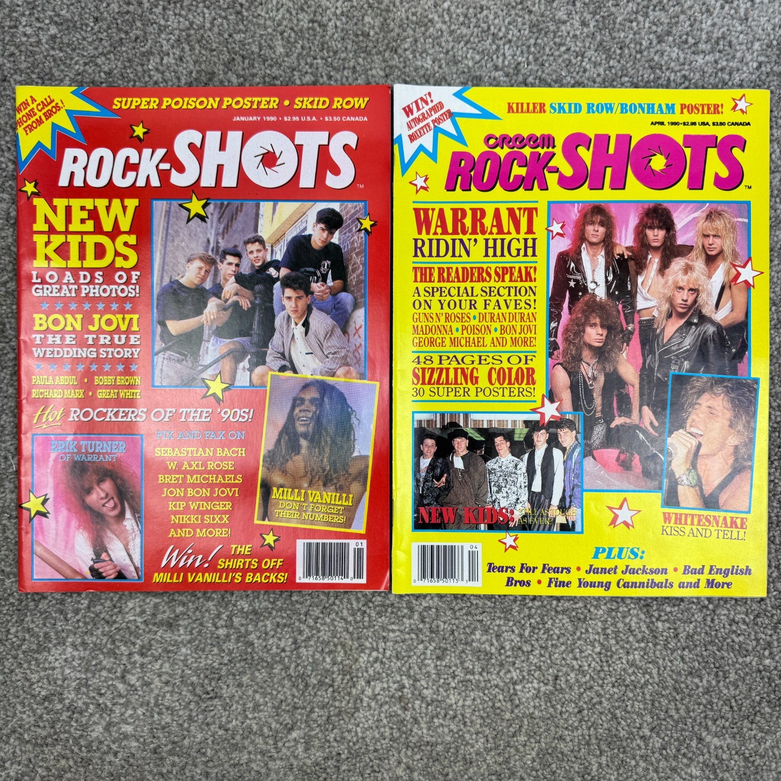 Creem Rock-Shots Magazines January & April 1990 NKOTB Milli Vanilli & Warrant