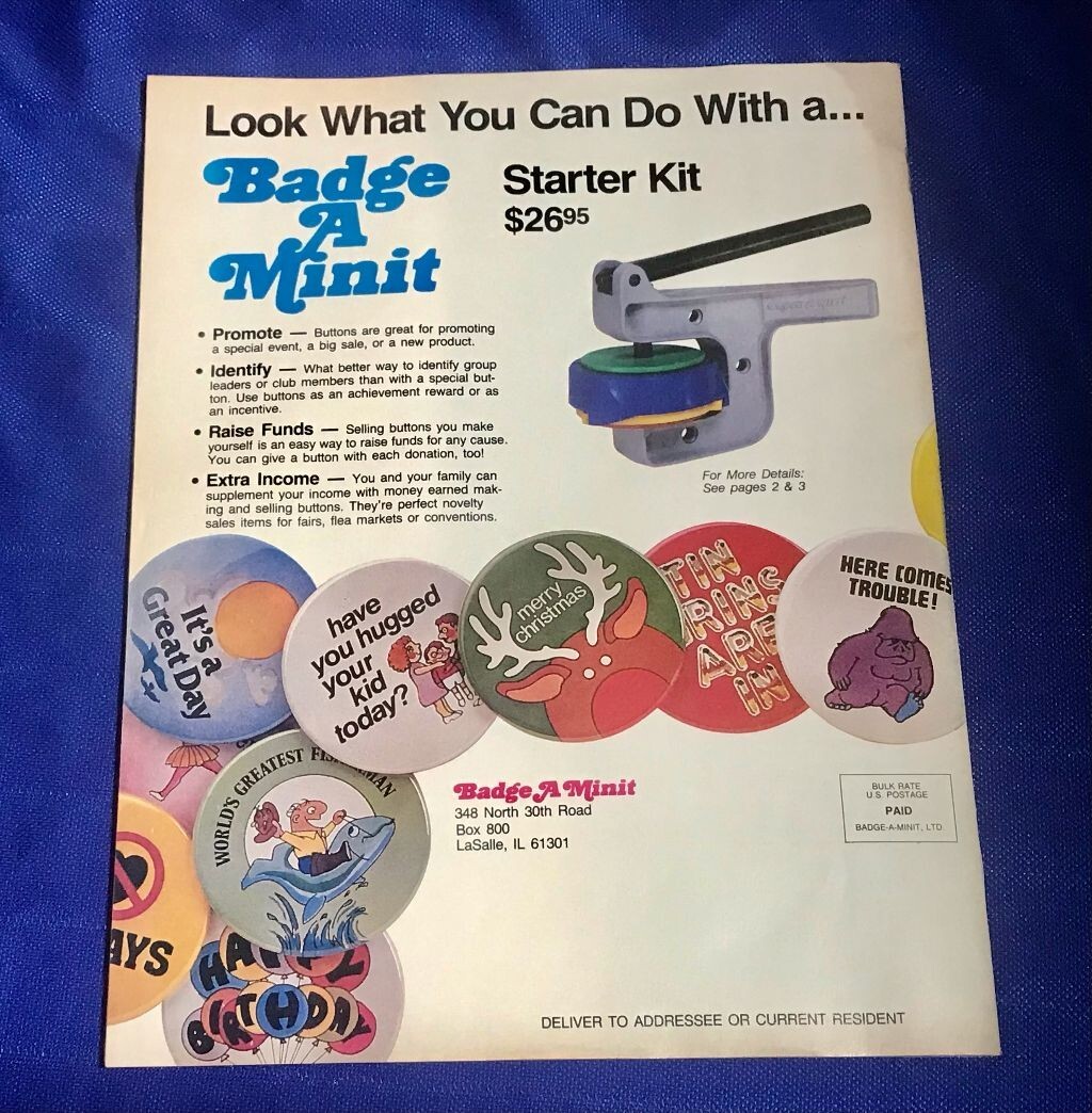 Vintage Badge A Minit 1986 Pins Buttons Magazine Catalog 47 Pages
