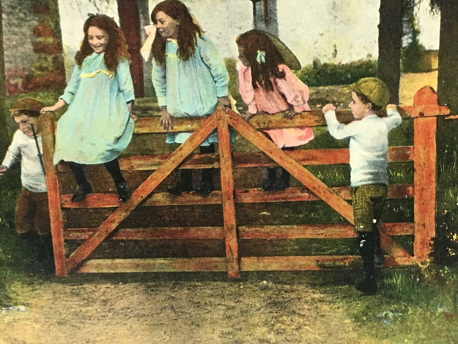 Adorable Antique Children&rsquo;s Book COUNTRY PLAYMATES Great Color Images 12.25×9.75