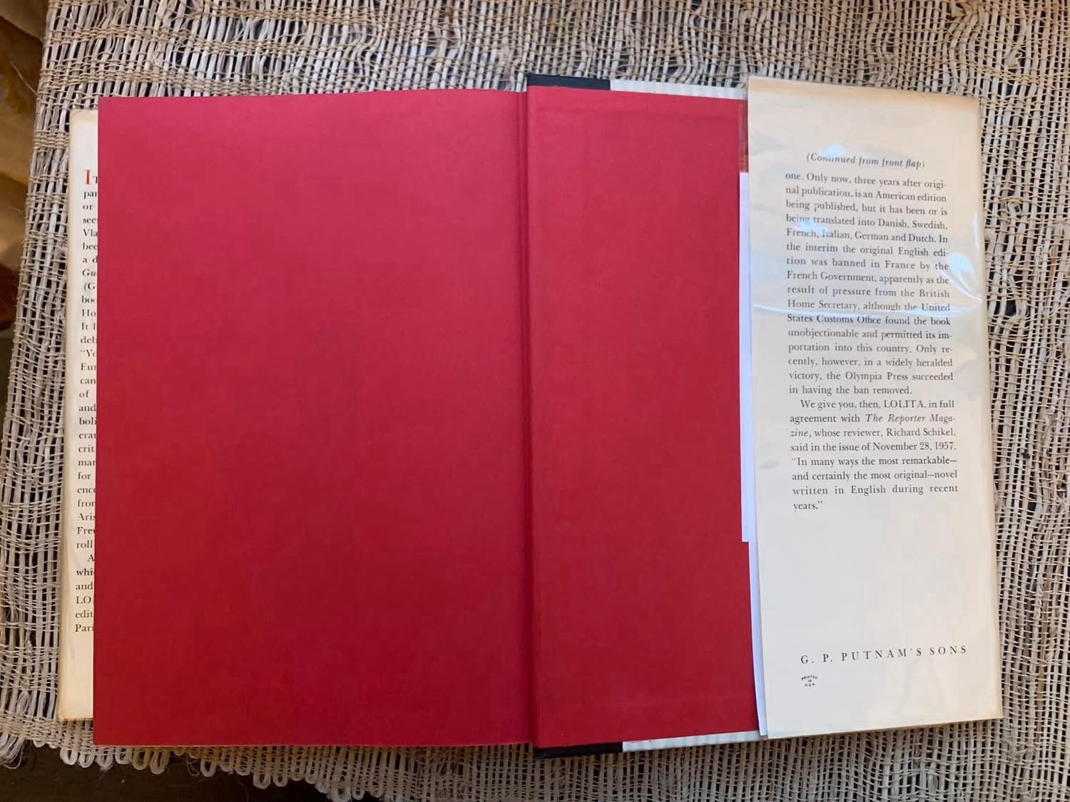 Lolita by Vladimir Nabokov Hardcover w/ Dust Jacket, 1st US Edition 1958