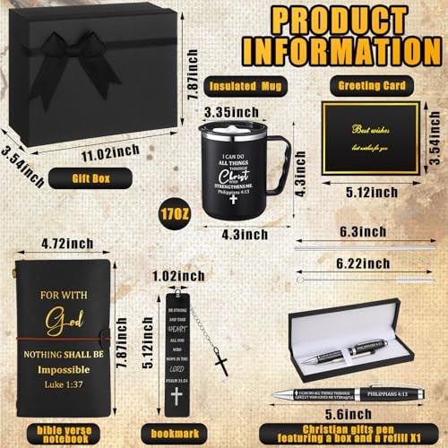 6 Pcs Christian Gifts for Men Pastors 17 oz Christian Coffee Mugs Black