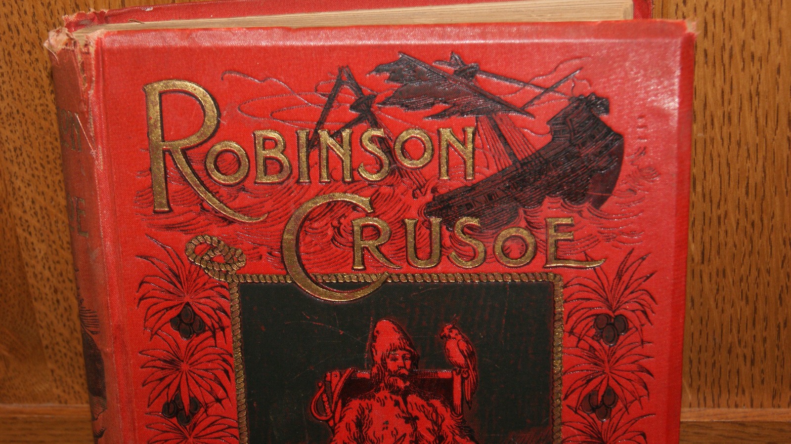 Antique Robinson Crusoe by Daniel Defoe – Red Ornate HC 120 Illustrations Paget