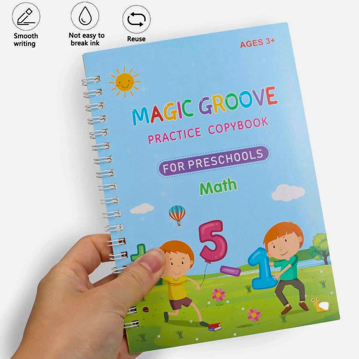 Magic Grooved Writing Practice for Kids,Reusable Grooved Handwriting Workbooks