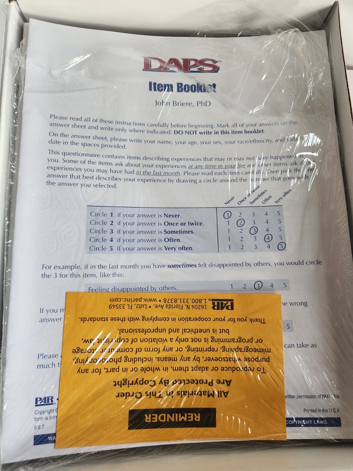 PAR 4741-KT Detailed Assessment of Posttraumatic Stress (DAPS) Complete Kit