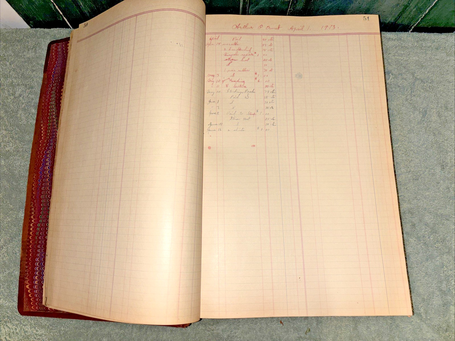 Huge Antique 1905 Ledger (Howard R. Rohn of Garfield, Berks Co. PA)