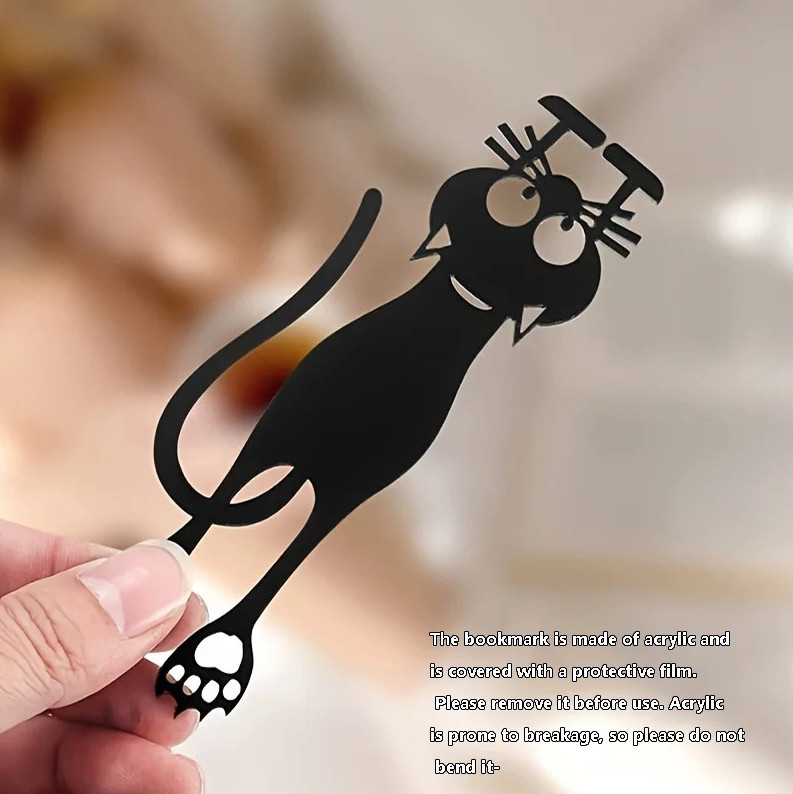 5pcs Acrylic Hollow Cat Bookmarks Creative Black Kitten Page Markers