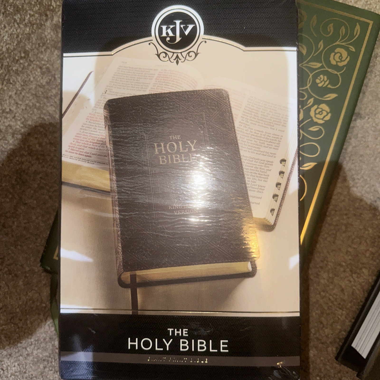 KJV Giant Print Lux-Leather Pattern Dark Brown by Not Available (2017, Leather)