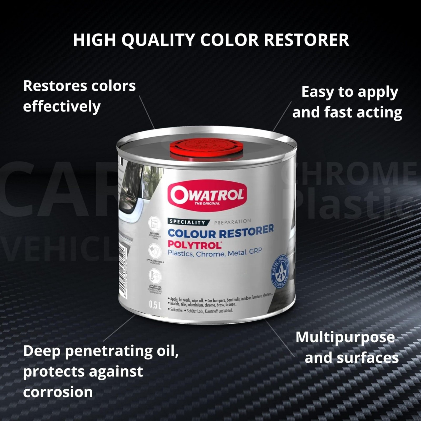OWATROL Polytrol Plastic Restorer for Cars 17 Oz, Color Restorer, Car Bumpers…