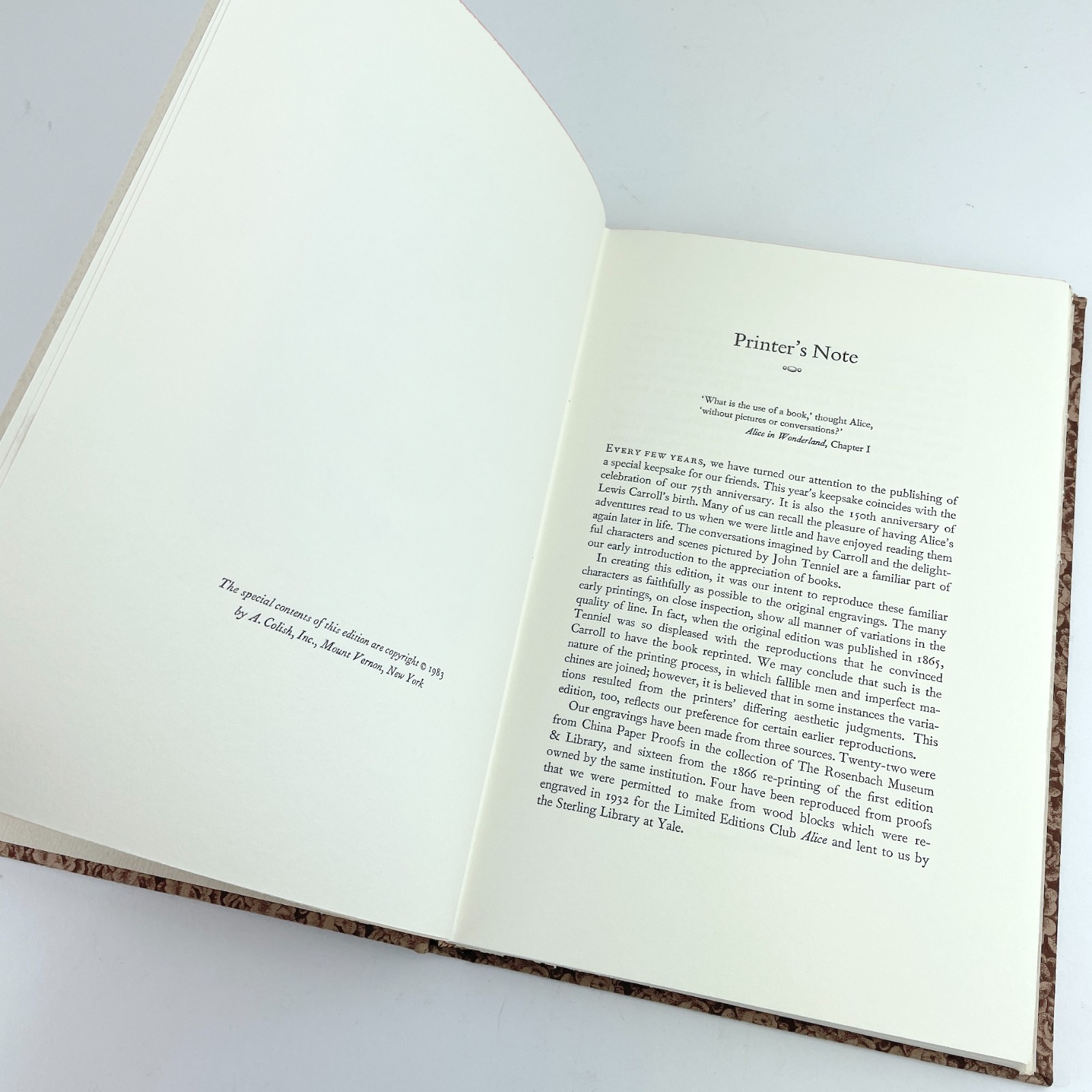A COLISH Alice&rsquo;s Adventures in Wonderland Lewis Carroll Illustrated Letterpress