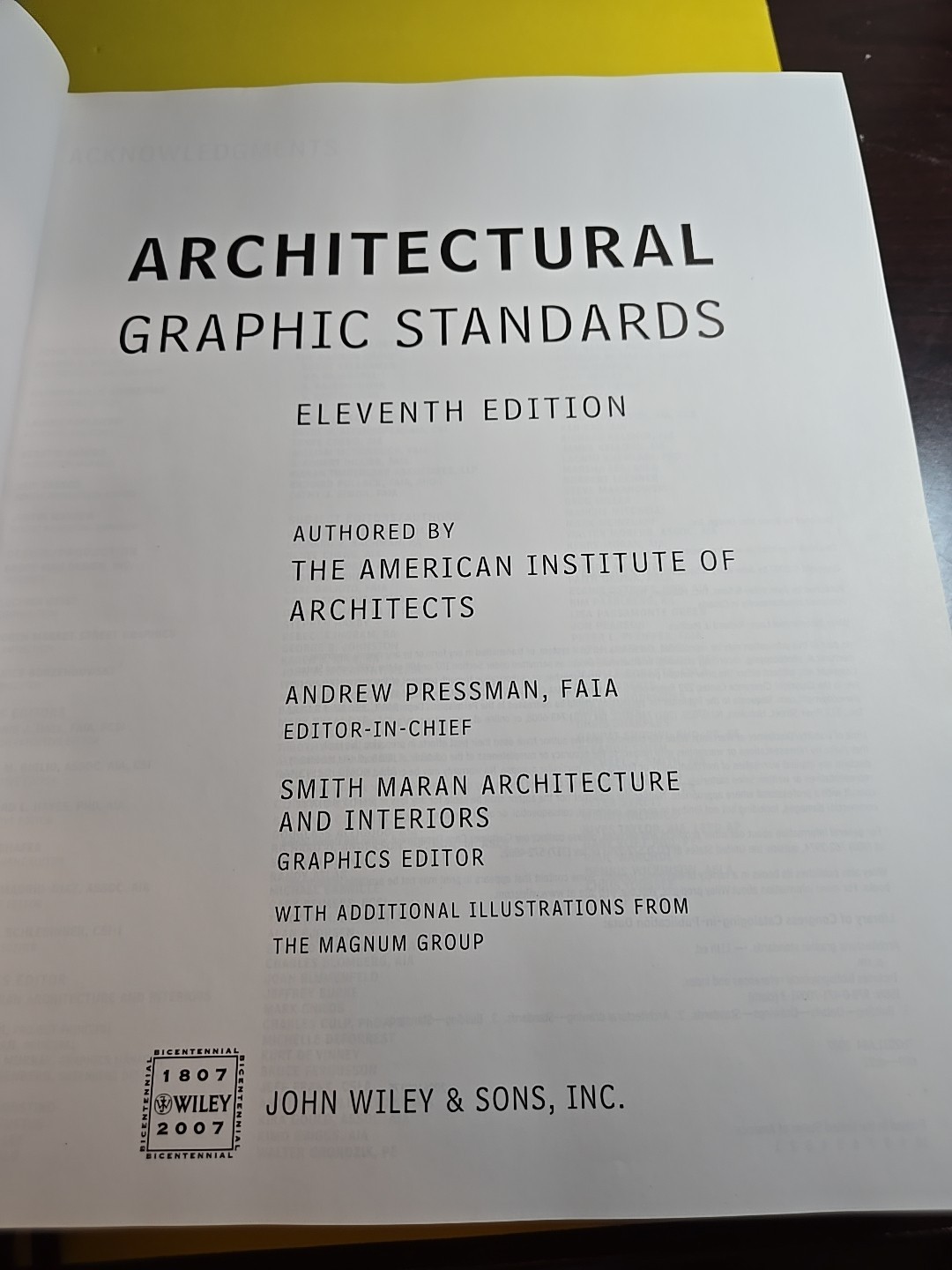 Architectural Graphic Standards by American Institute of Architects Staff (2007,