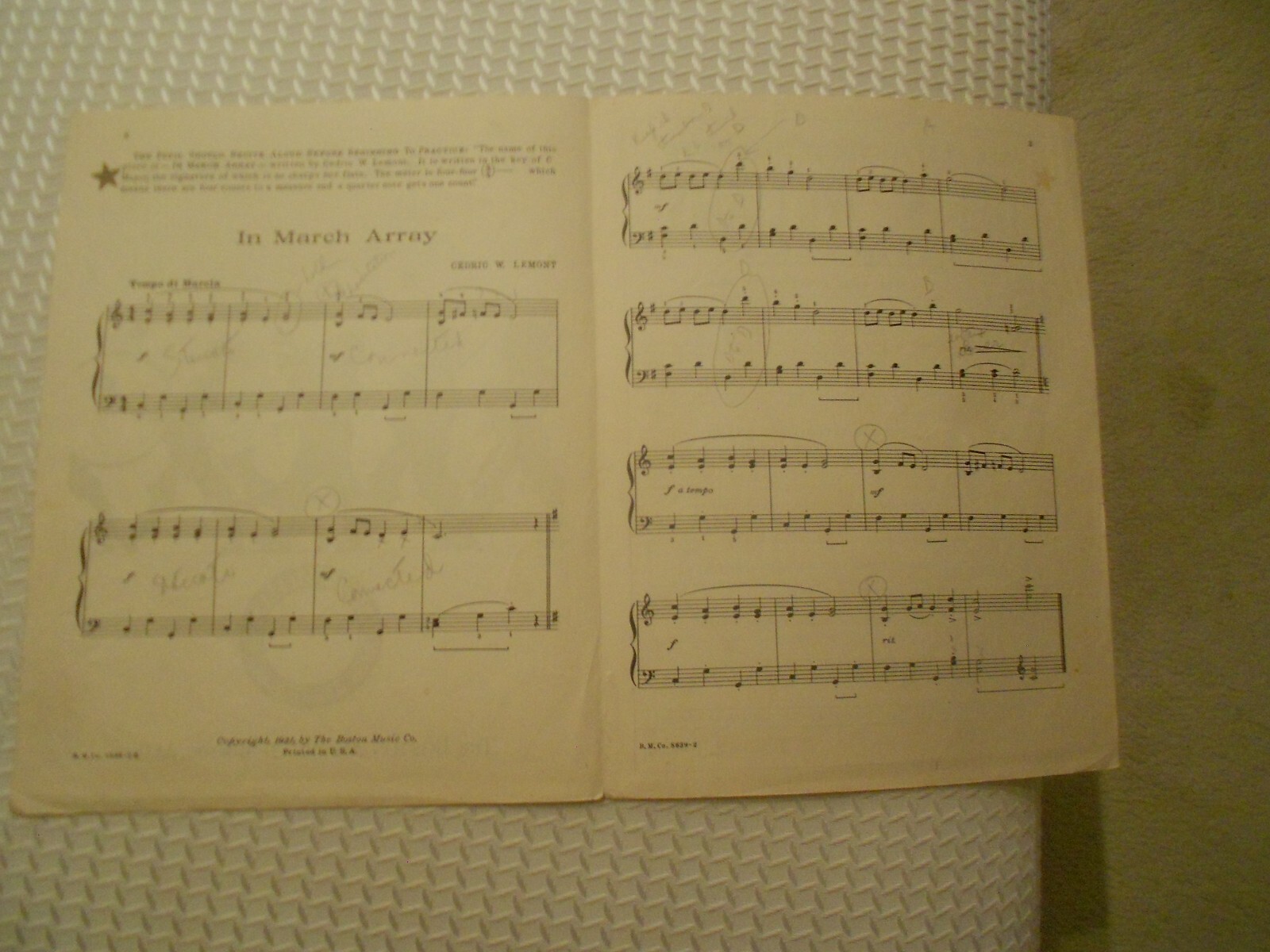 in march array sheet music boston music-1931 g+