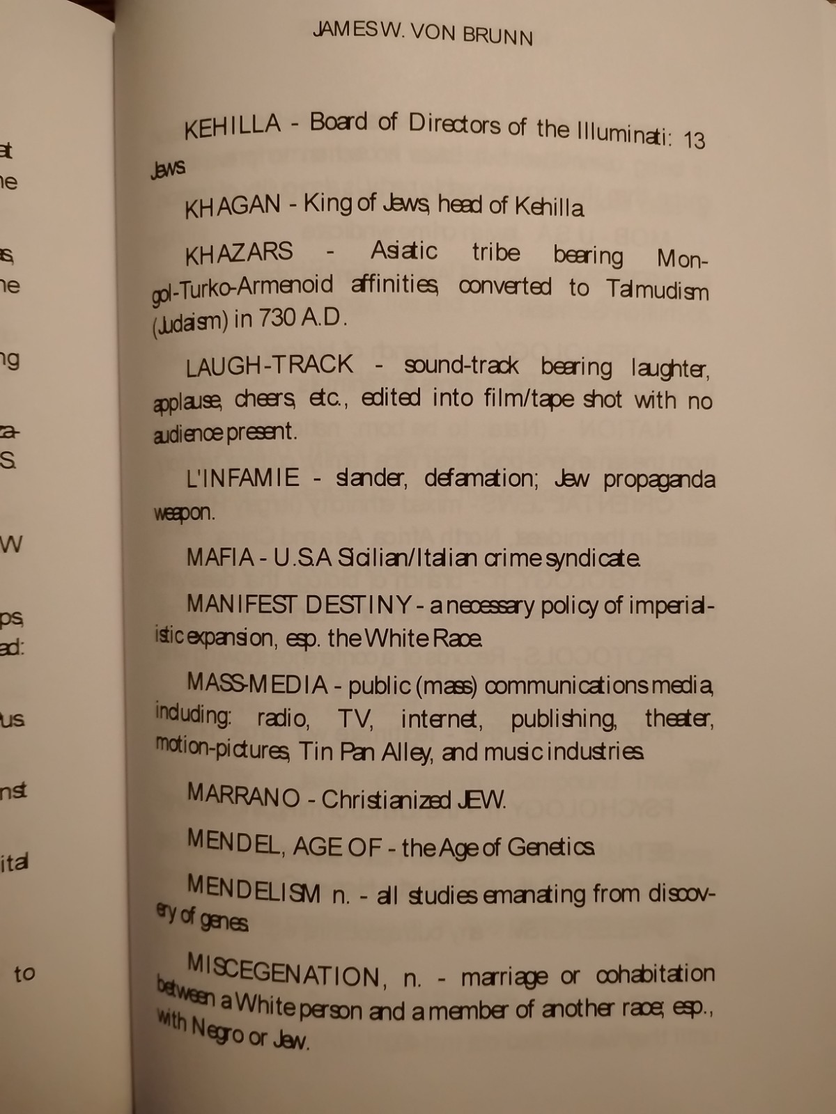 « Kill the Best Gentiles! » James Von Brunn Hardcover Reprint Edition