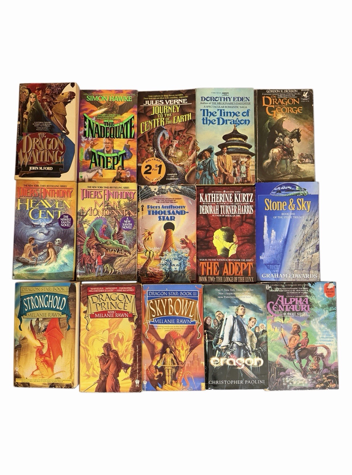 Lot of 15 Mixed Vintage Epic Fantasy Sci-fi Paperback Books Dragon + Sword