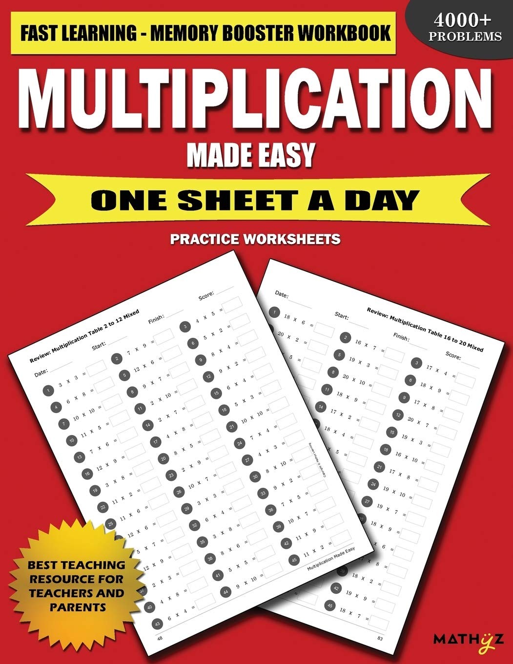 Multiplication Made Easy: Fast Learning – Memory Booster Workbook One Sheet …